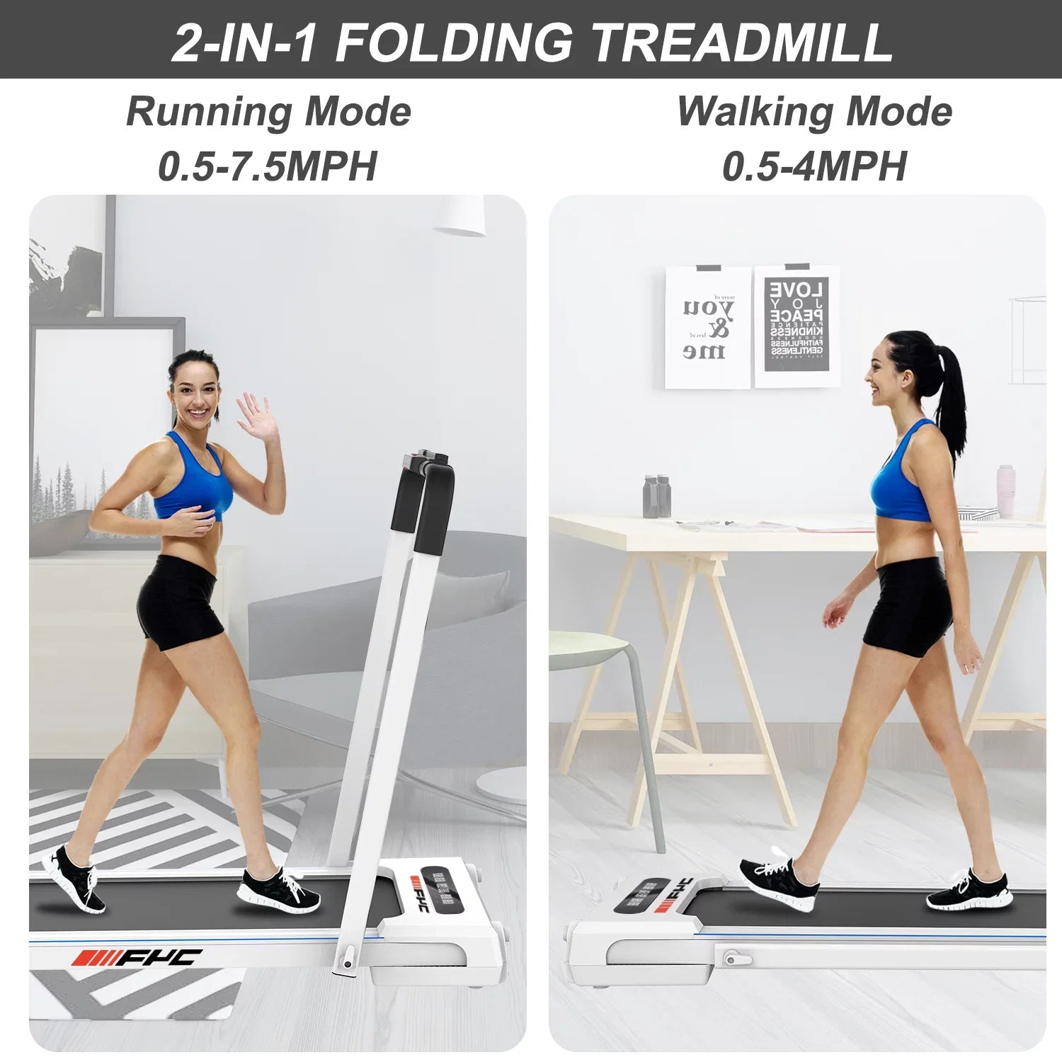 Dcenta FYC 2 in 1 Under Desk Treadmill - 2.5 HP Folding Treadmill for Home, Installation-Free Foldable Treadmill Compact Electric Running Machine, Remote Control & LED Display Walking Running Joggi