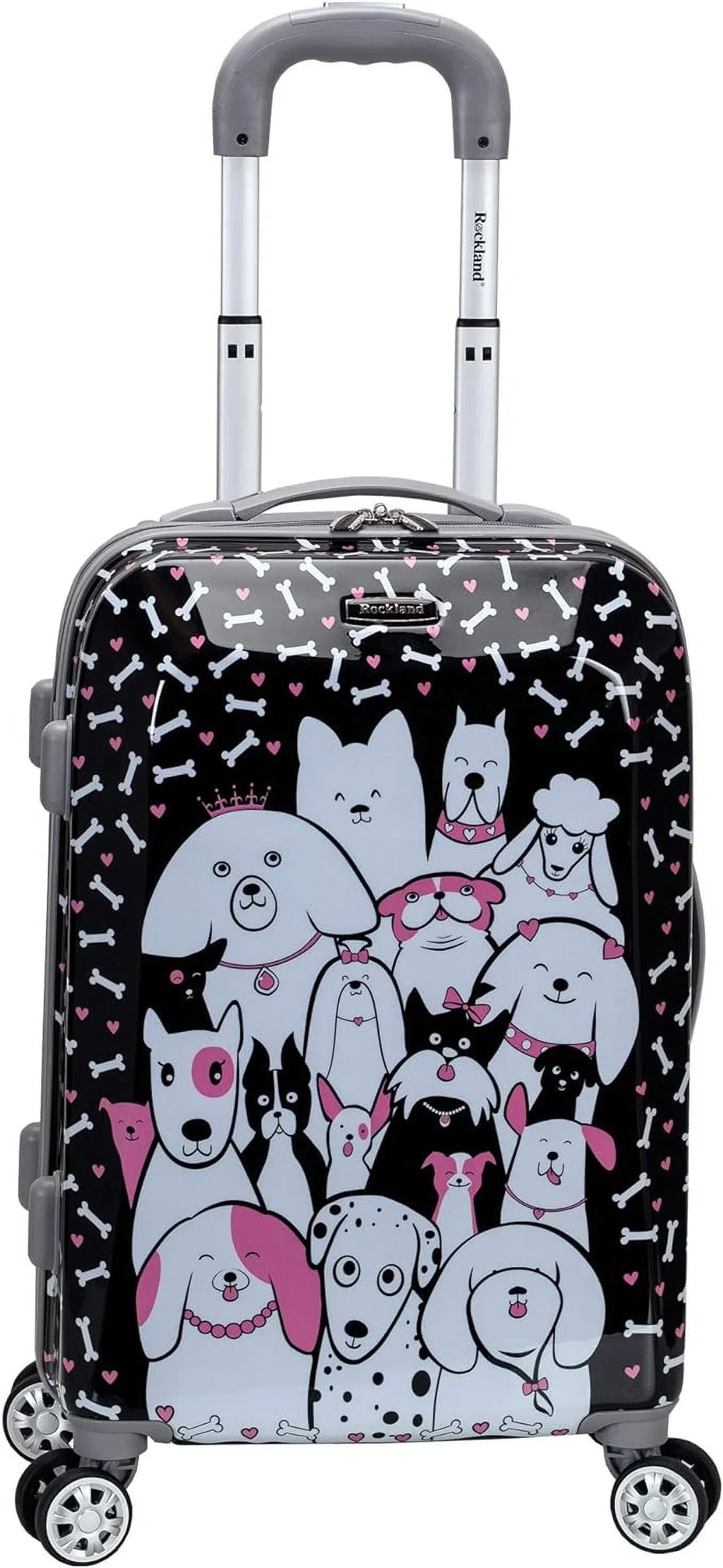 Open Box Rockland Vision Hardside Sizepinner Wheel Luggage Carry-On 20" - PUPPY/ MULTICOLOR