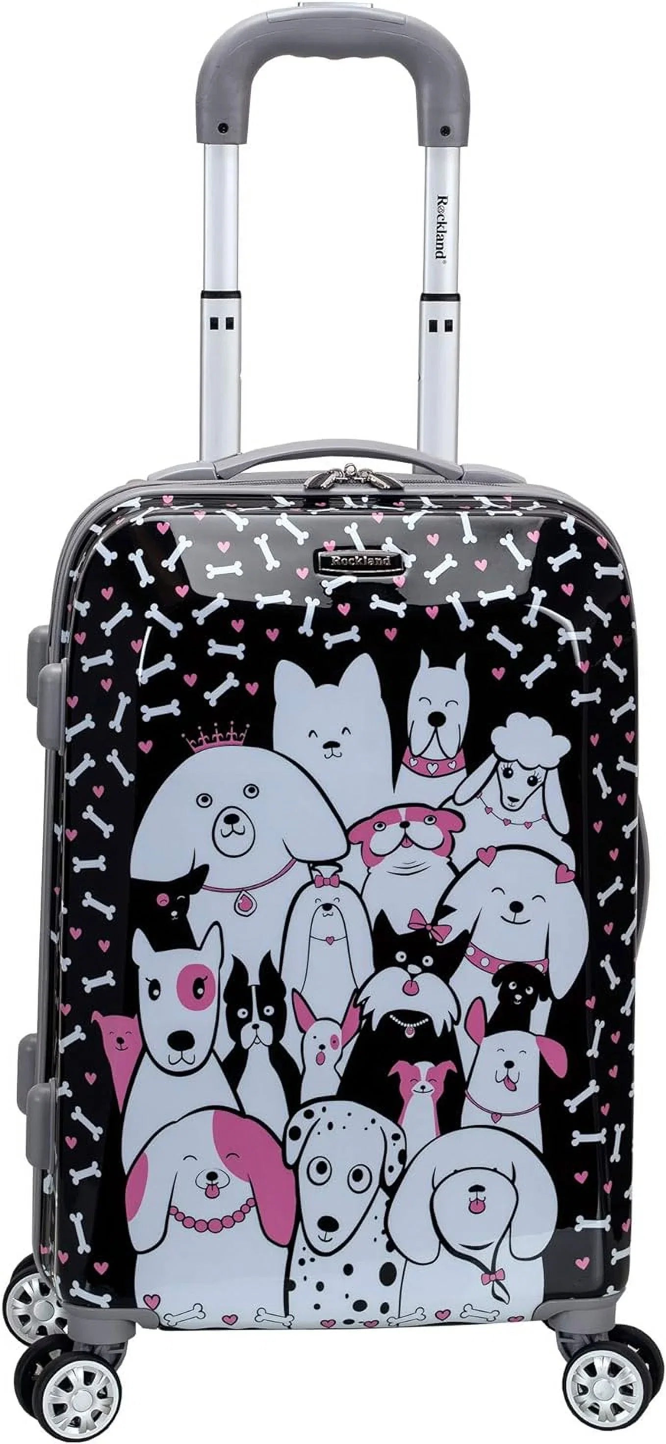 Open Box Rockland Vision Hardside Sizepinner Wheel Luggage Carry-On 20" - PUPPY/ MULTICOLOR