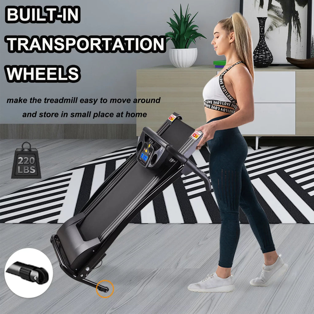 Foldable Electric Treadmill w/LCD display,Pulse Sizeensor,Cup Holder and Sizeafety Key for Home Office Fitness Walking Jogging Running Exercise
