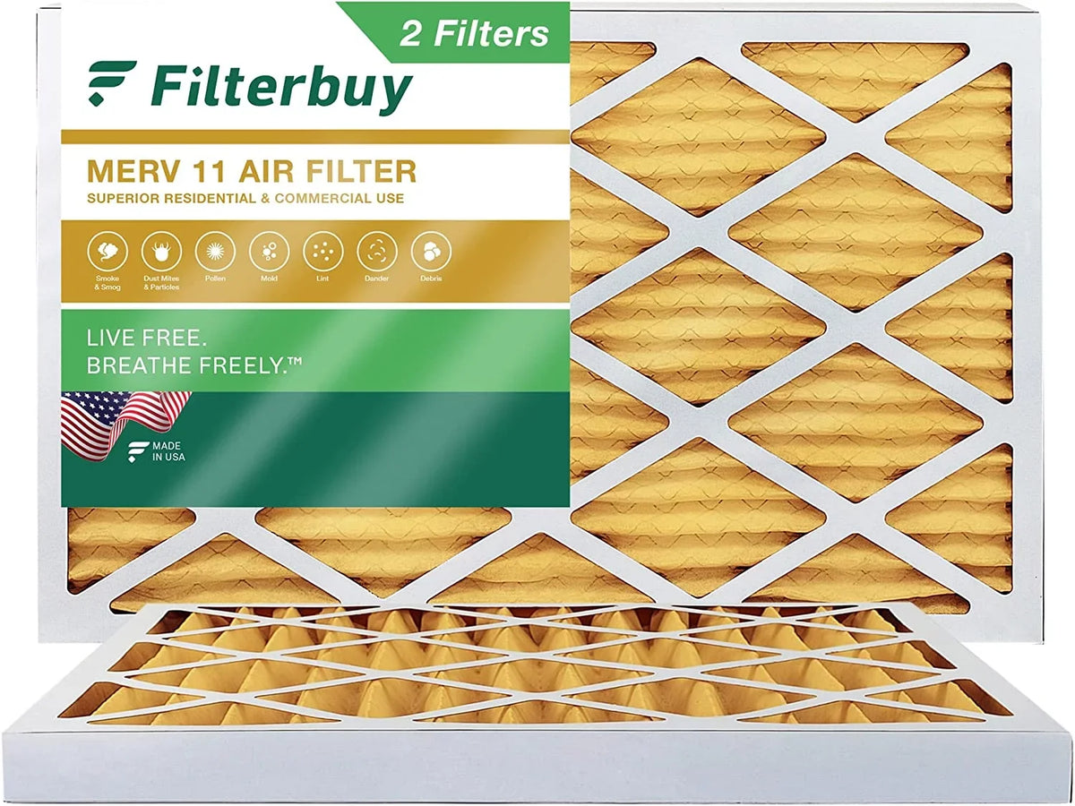 Filterbuy 11.5x21x2 MERV 11 Pleated HVAC AC Furnace Air Filters (2-Pack)