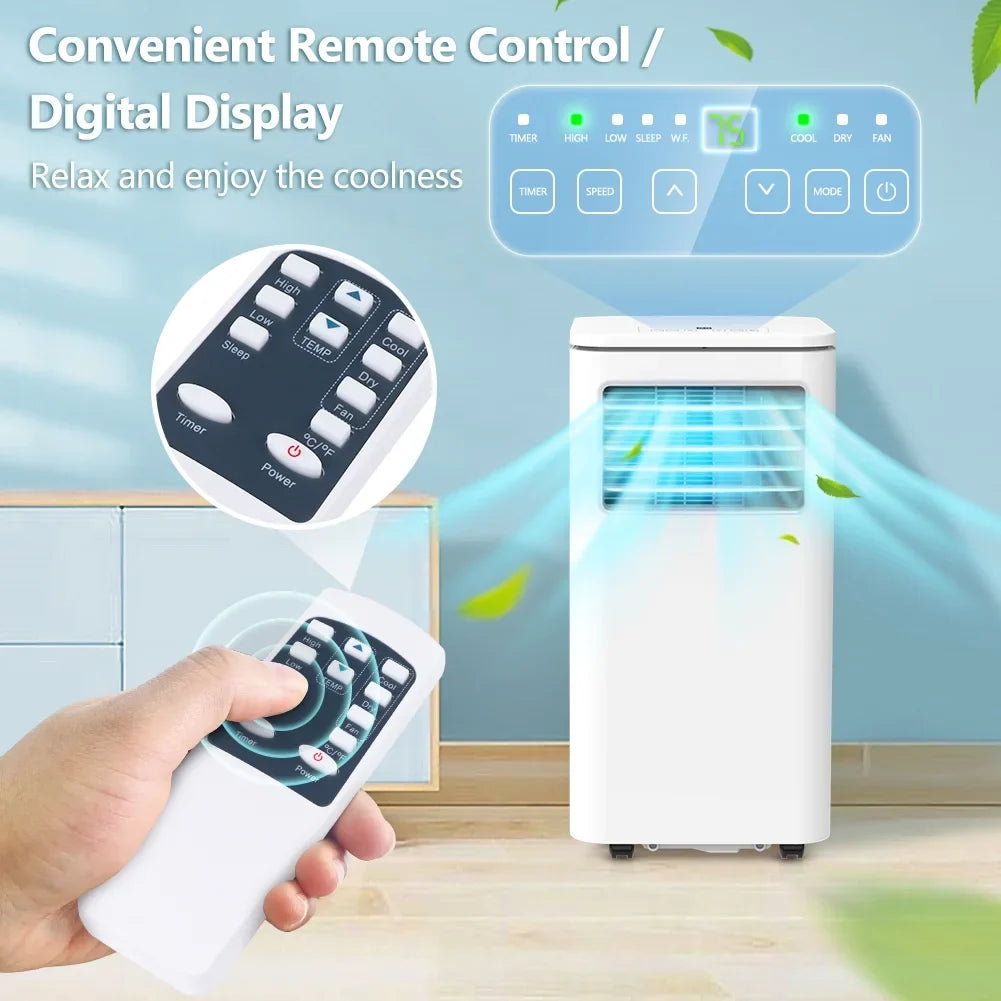 LifePlus Portable Air Conditioner Fan 10,000 BTU Indoor Room AC Unit Dehumidifier Remote W/ Window Kit Freestanding Bedroom NPL-06C