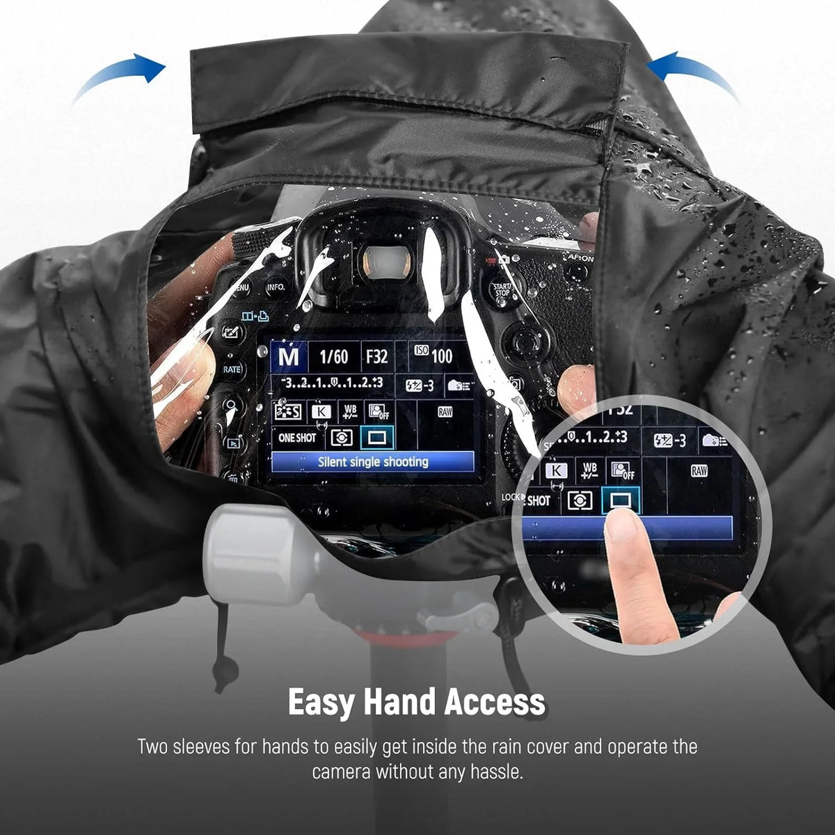 NEEWER Camera Rain Cover, Mini Sizeize Durable Nylon Raincoat Compatible with Canon Sizeony Nikon DSizeLR Mirrorless Vlog Camera