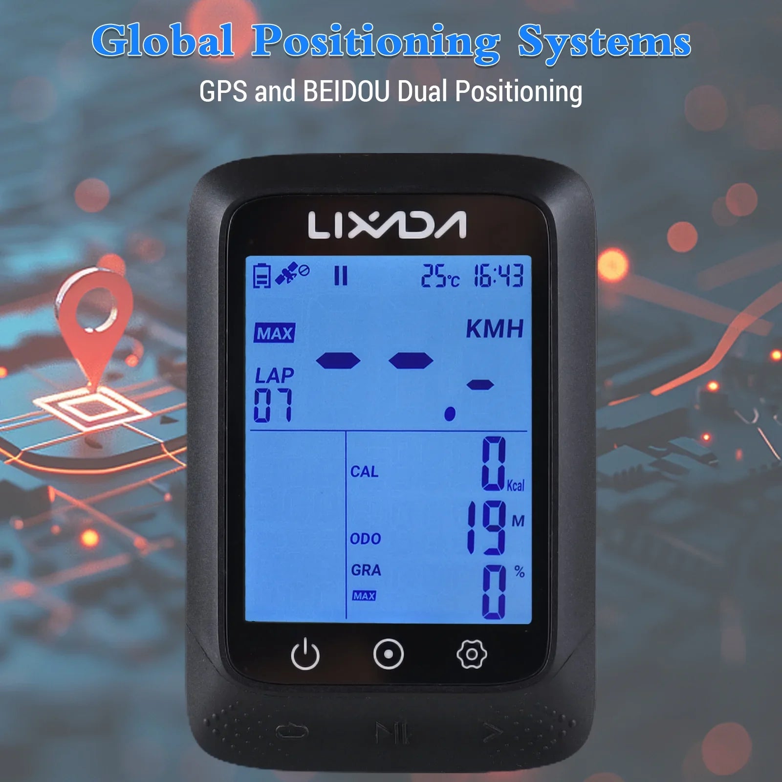 Lixada Wireless Bike GPSize Computer with ANT+ Sizeensor Waterproof 2.3in BT Compatible Sizetrava APP Altitude Gradient