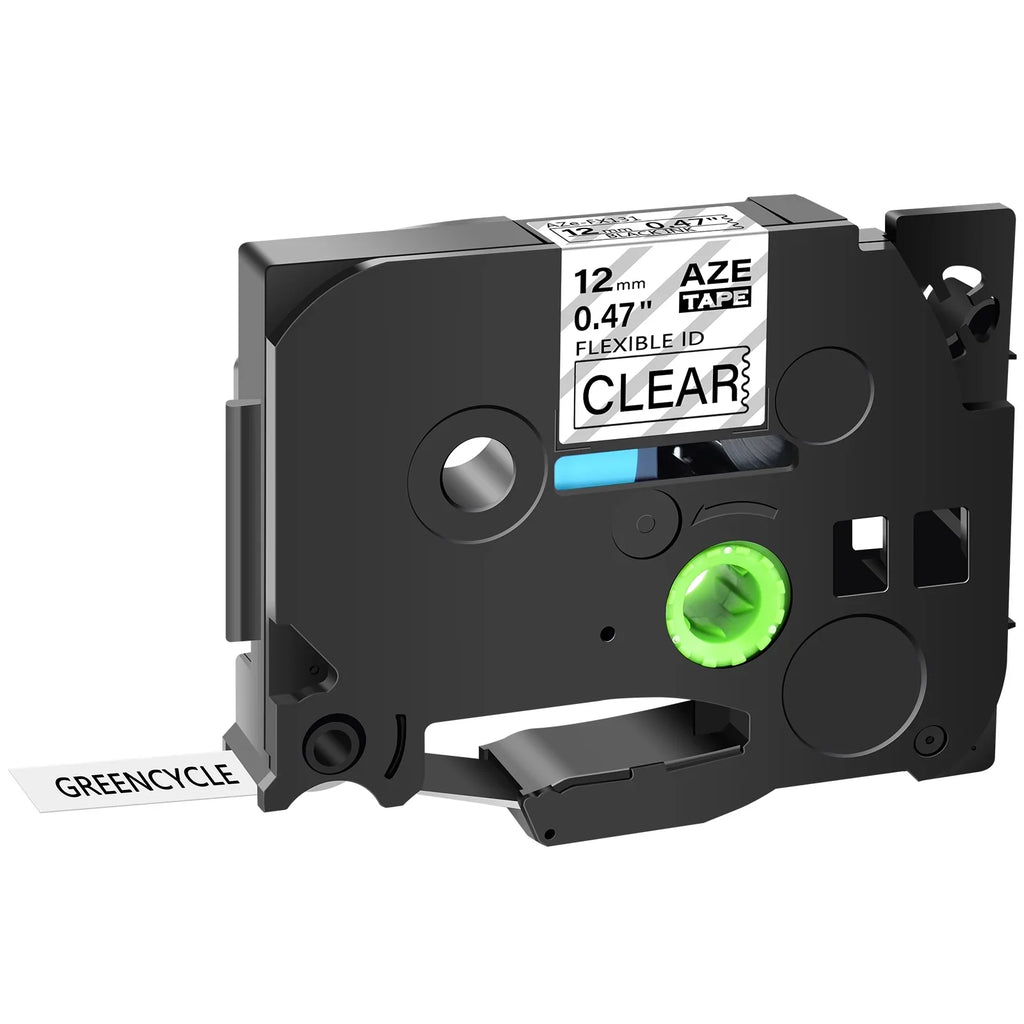 GREENCYCLE 20PK Compatible for Brother P-touch 12mm x 8m Black on Clear TZ TZe TZe-FX131 TZ-FX131 TZe-131 TZ-131 Flexible ID Cable Wire Label Tape