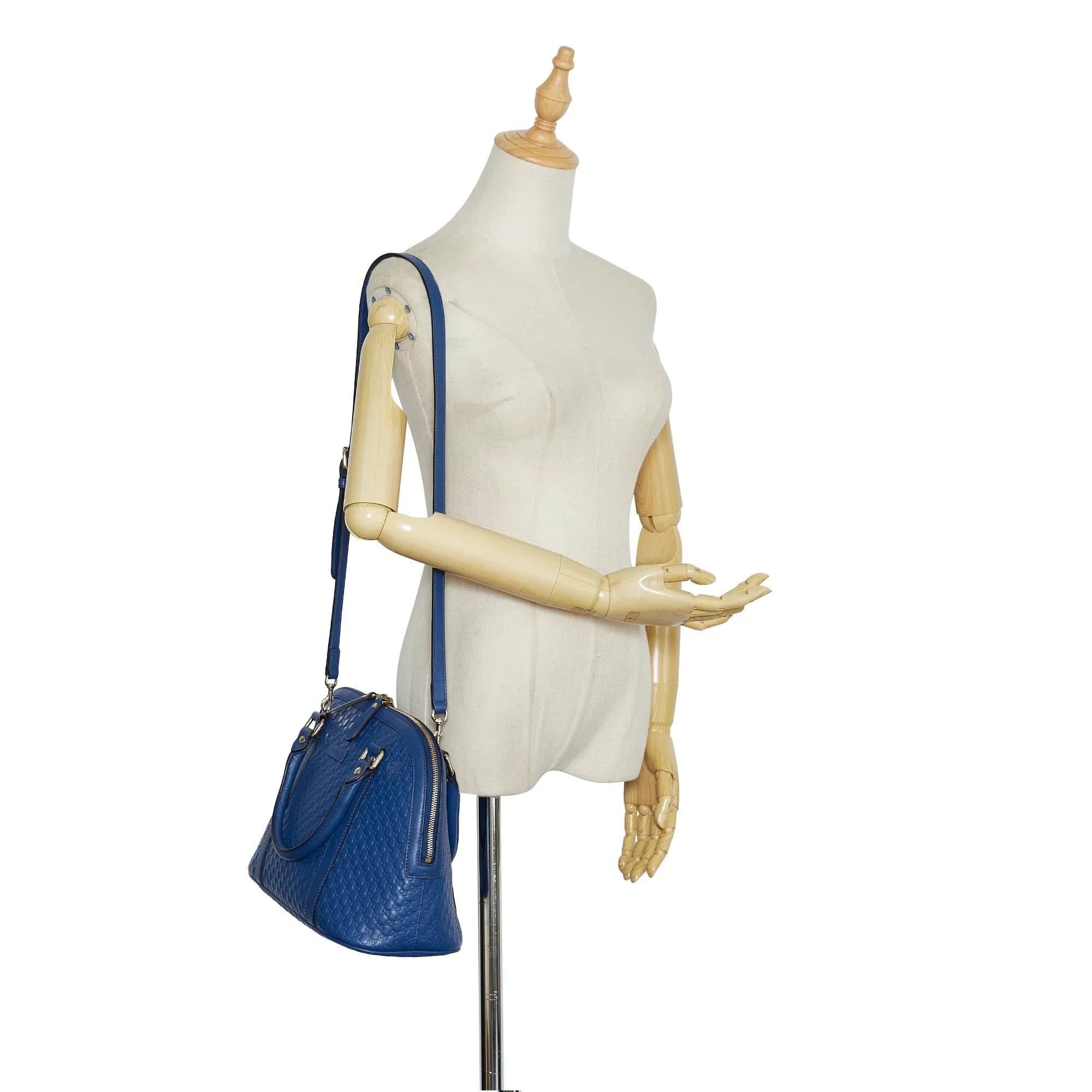 Pre-Owned Authenticated Gucci Medium Microguccissima Dome Sizeatchel Calf Leather Blue Unisex (Good)