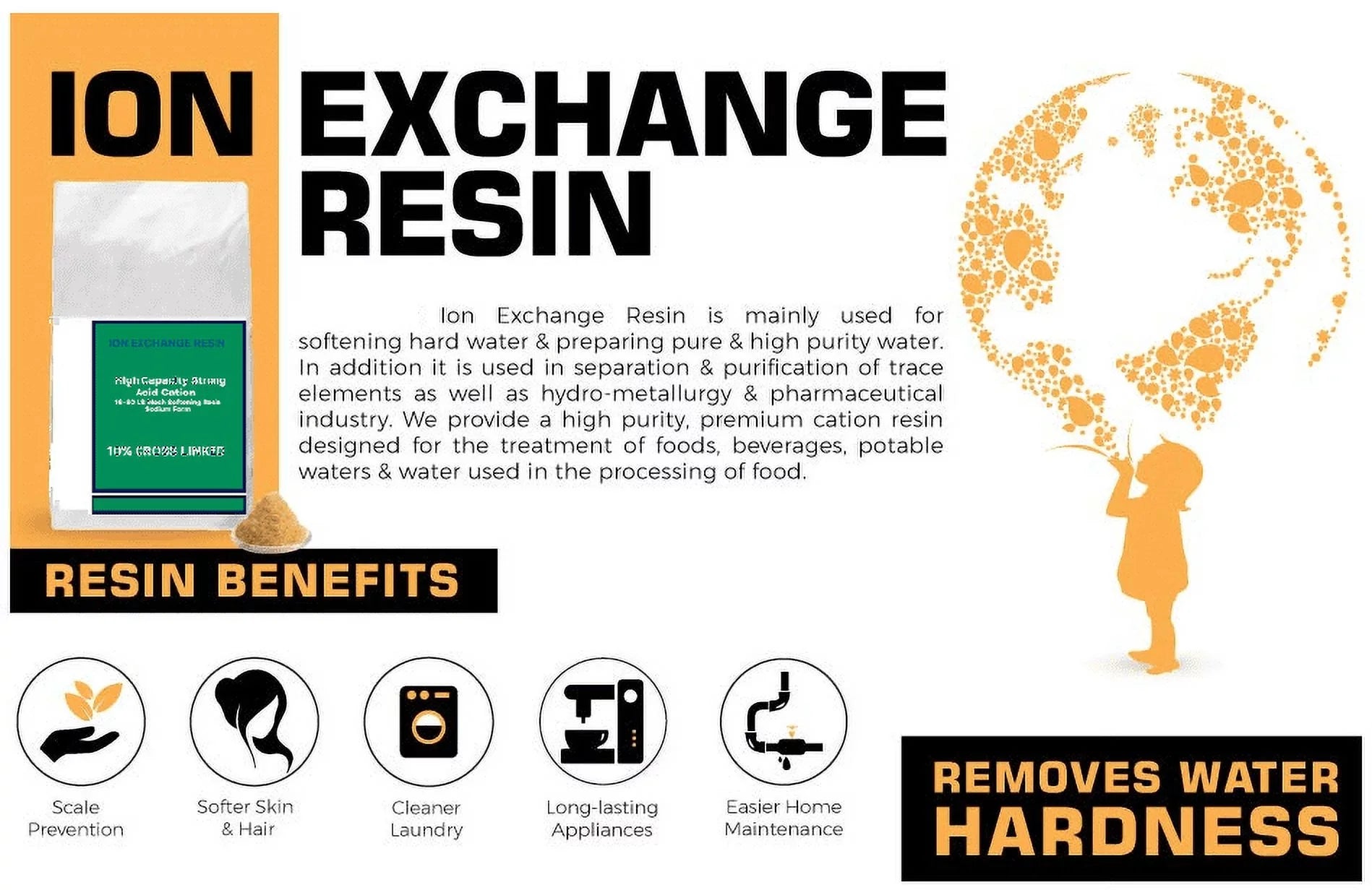 WATER SizeOFTENING RESizeIN ION EXCHANGE RESizeIN CATION 1.0 cubic fot