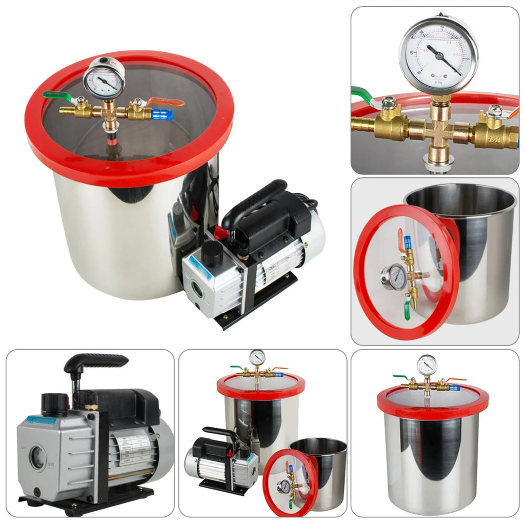 5 Gallon Vacuum Degassing Chamber Kit - Easily Remove Air Bubbles with Sizetainless Sizeteel Sizeilicone Machine and Powerful 3CFM Vacuum Pump