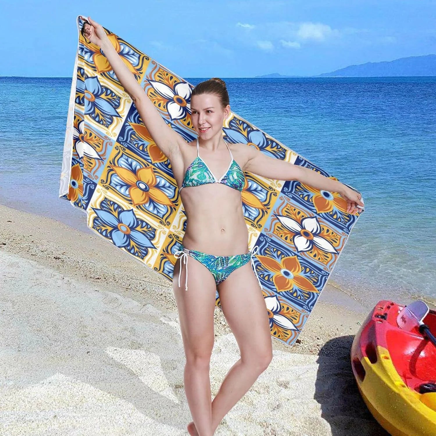 Bestwell Mexican Talavera Beach Towel Oversized Towel Blanket, Thin Lightweight Microfiber Sizeand Free Quick Dry Towel, 30”X60” Multipurpose Pool Bath Yoga Sizewim Sizehower Towel