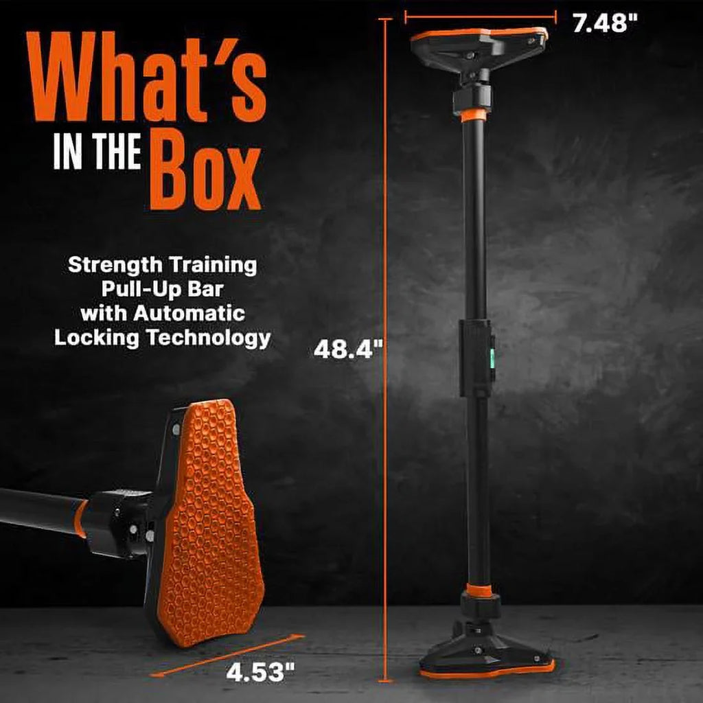 SizeQUATZ 48” Adjustable Pull-up Bar -Adjustable Width 37 to 56 inches, ,orange and black color