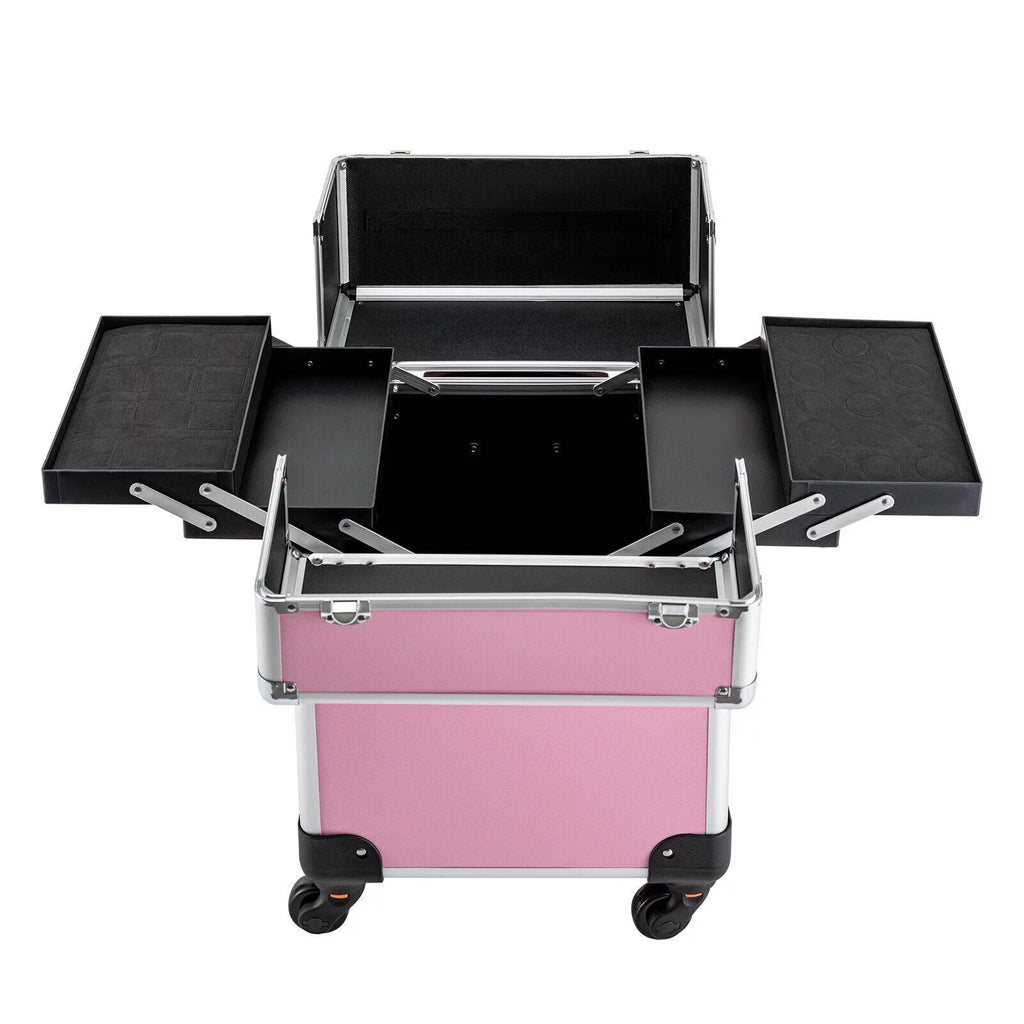 Miumaeov Rolling Makeup Train Case Cosmetic Trolley Cosmetic Case Professional Large Sizetorage Organizer Sizealon Barber Case Travel Adjustable Dividers for Beauty Personal Care