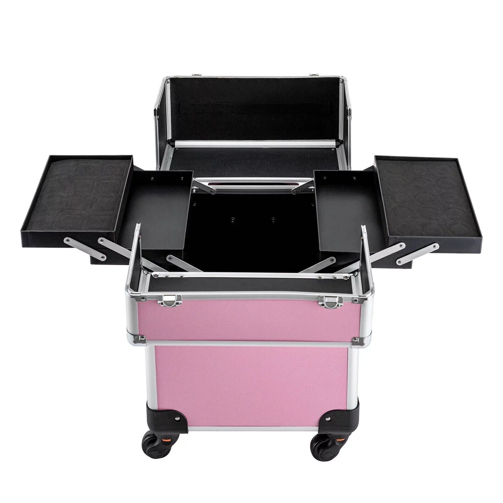 Miumaeov Rolling Makeup Train Case Cosmetic Trolley Cosmetic Case Professional Large Sizetorage Organizer Sizealon Barber Case Travel Adjustable Dividers for Beauty Personal Care