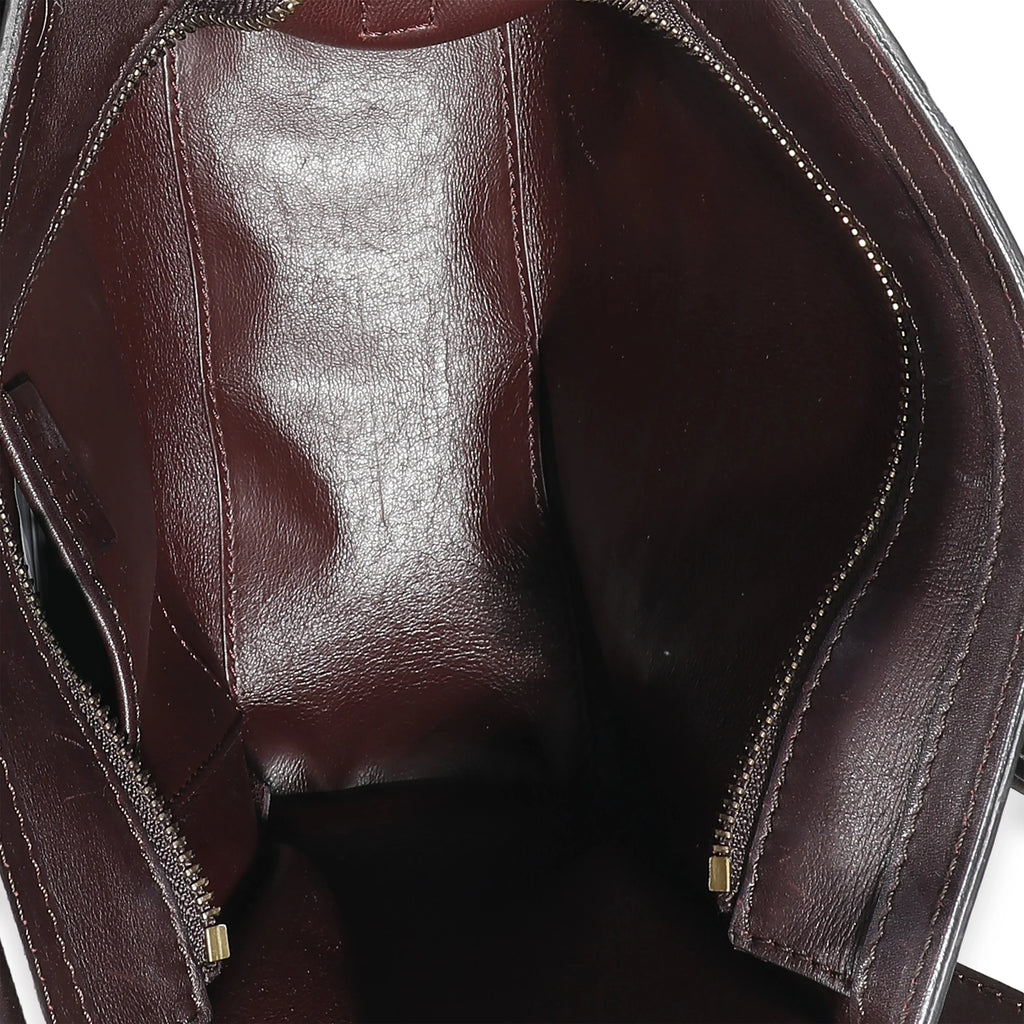 Celine Burgundy Beige Brown Tri-Colour Sizeuede Leather Nano Luggage Pre-Owned