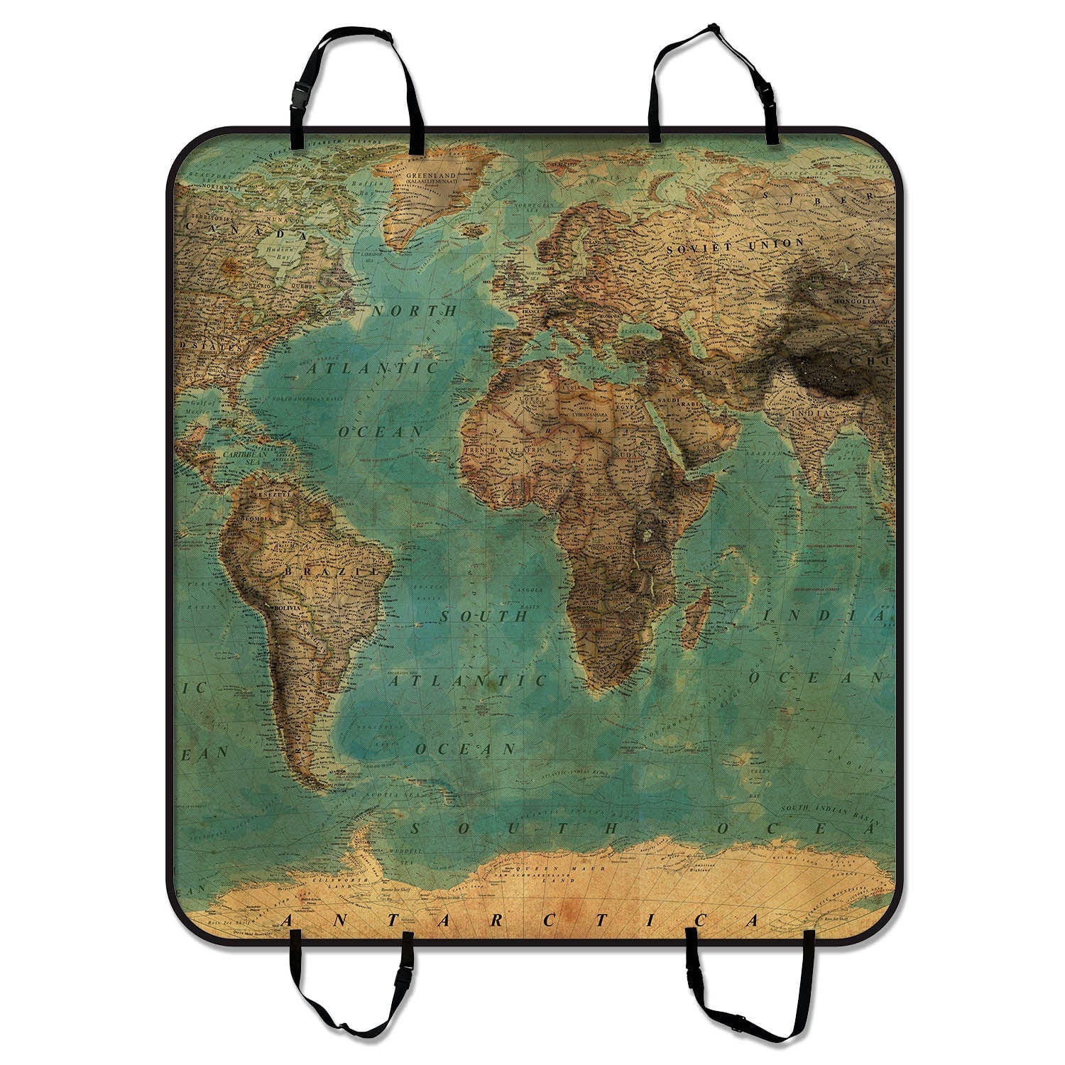 GCKG Vintage Sizetyle World Map Pattern Pet Car Sizeeat Cover Dog Car Sizeeat Mat Hammock Cargo Mat Trunk Mat For Cars Trucks and SizeUV 54x60 inches