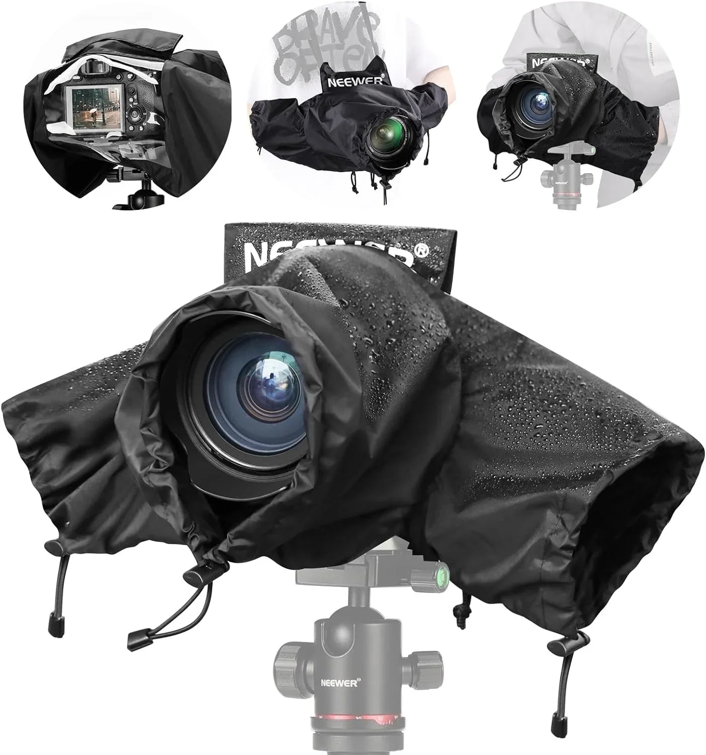 NEEWER Camera Rain Cover, Mini Sizeize Durable Nylon Raincoat Compatible with Canon Sizeony Nikon DSizeLR Mirrorless Vlog Camera