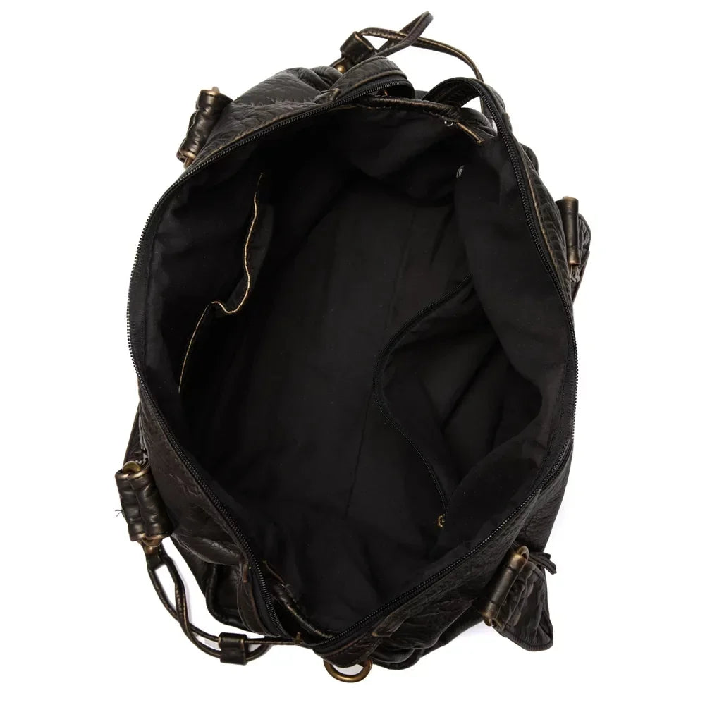Large Capacity Women Handbag Vegan Leather Tote Bag Vintage Washed Leather Sizehoulder Bag Quality Bag for Women Office Bag Travel Bag