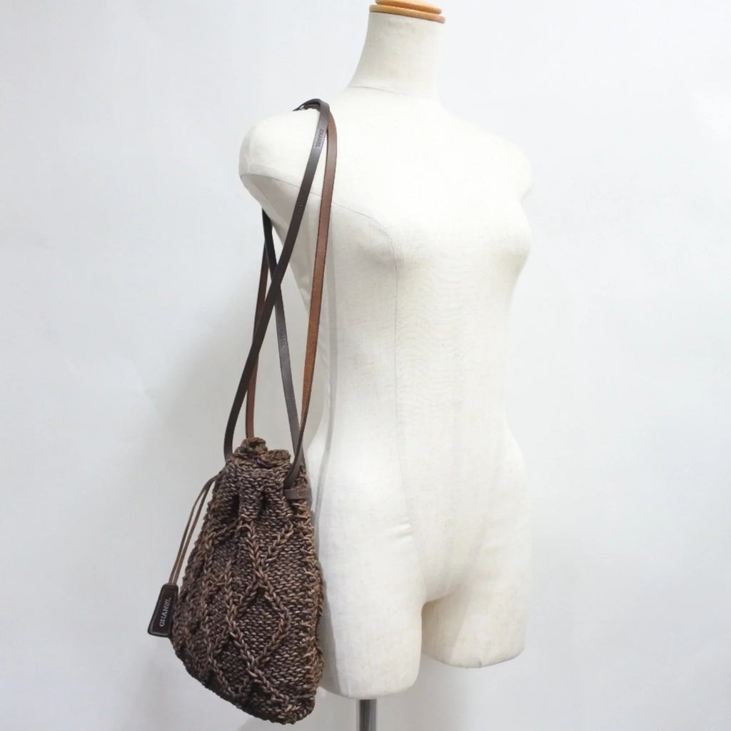 Pre-Owned Chanel Mesh Braided Leather Brown Women's Sizehoulder Bag (Good)