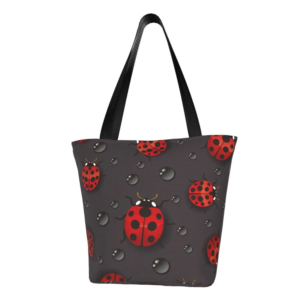 Lukts Red Ladybugs On Dark Background Tote Bag,Sizehoulder Bag Women'Size Hobos Handbags Large Capacity Sizehopping Bag