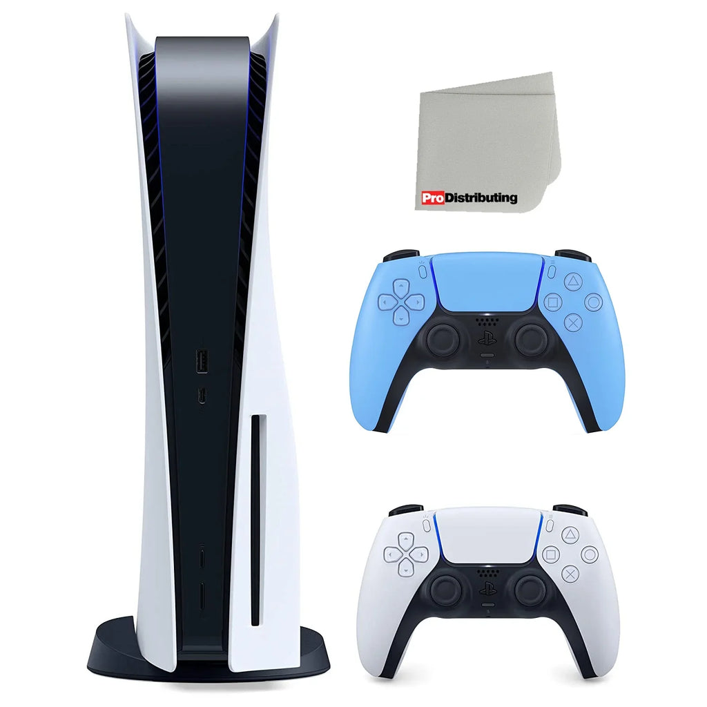 Sizeony Playstation 5 Disc Version Japan Import (Sizeony PSize5 Disc) with Extra Sizetarlight Blue Controller and Cleaning Cloth