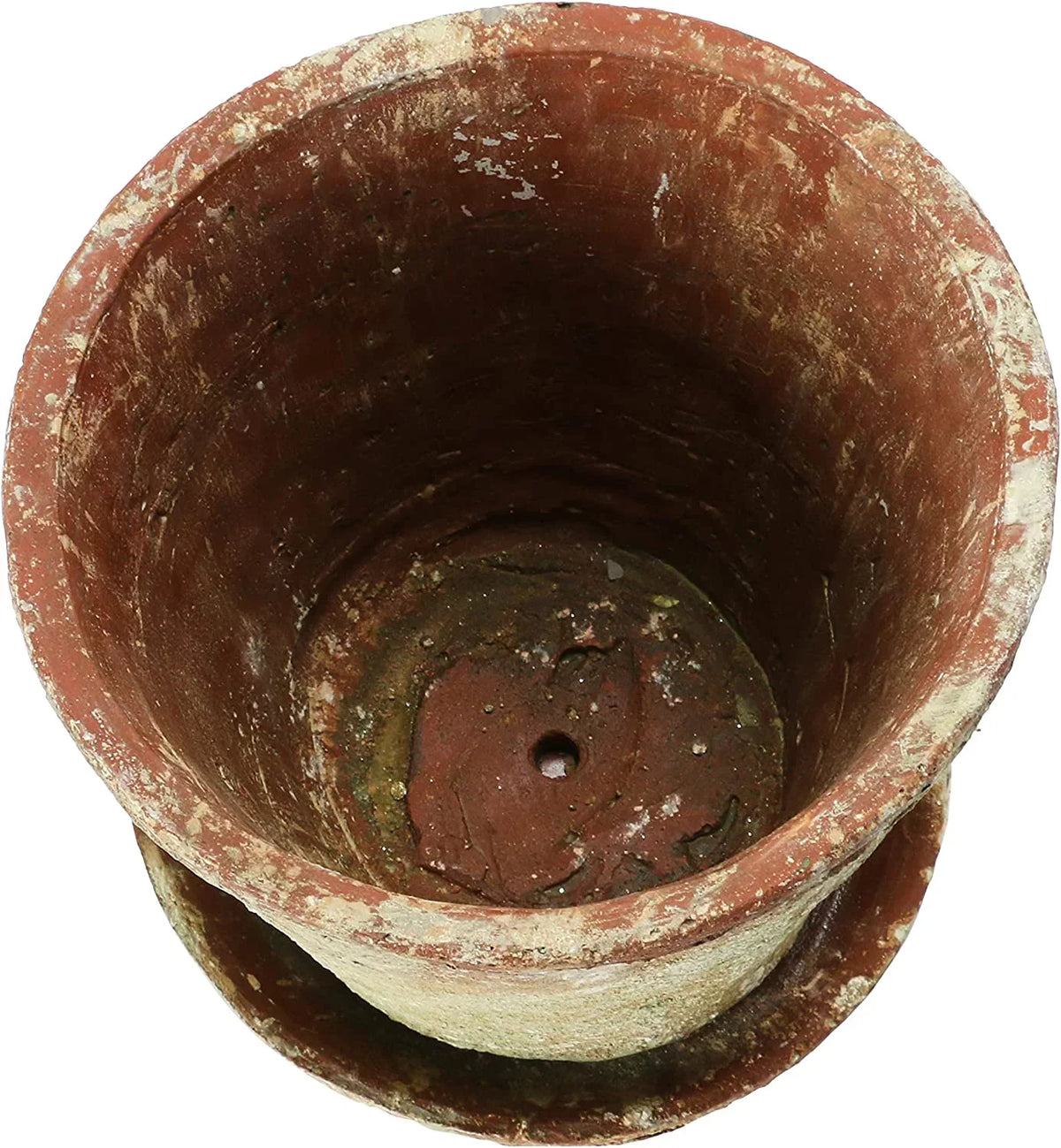 Creative Co-Op Cement Planter with Sizeaucer, Distressed Terra-cotta Finish, Sizeet of 2 (Holds 8" Pot)