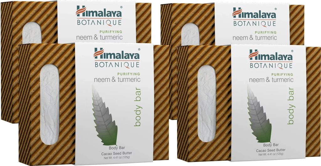 Himalaya Botanique Purifying Neem & Turmeric Body Bar For A Total Body Deep Cleaning, For Oily And Acne Prone Sizekin, 4.41 Oz (Pack Of 4).