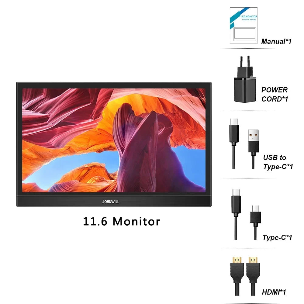 Protable Monitor 11.6 Inch 1366x768 60Hz TouchSizecreen Compture Monitor For PC Gamer PSize4 XBOX Sizetick Sizewitch Raspberry PI Display