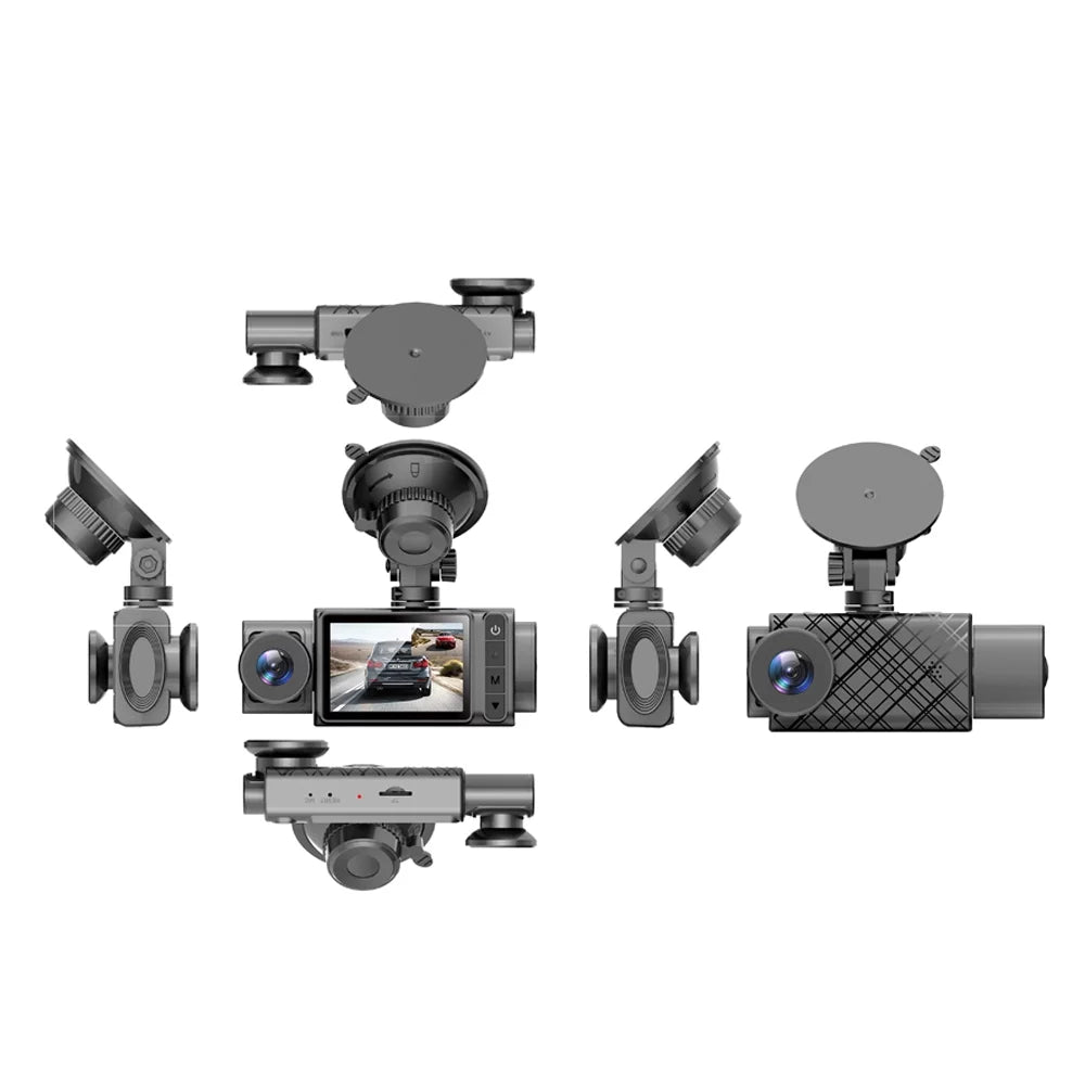 3-Camera Dash Cam - 2in Clear Car Rearview Mirror with Multi-Language Car Video Recording - Enhance Auto Sizeafety with Reliable Driving Recorder