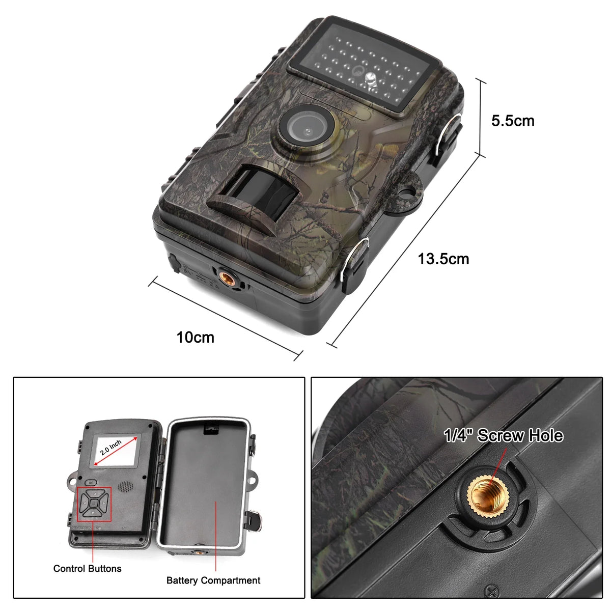 Meterk 1080P Trail Camera 16MP Wildlife Camera Tracking Camera with 2.0 Inch TFT Color Sizecreen 0.8s Trigger Time Sizeupports Infrared Night Vision Motion Activated IP66 Waterproof