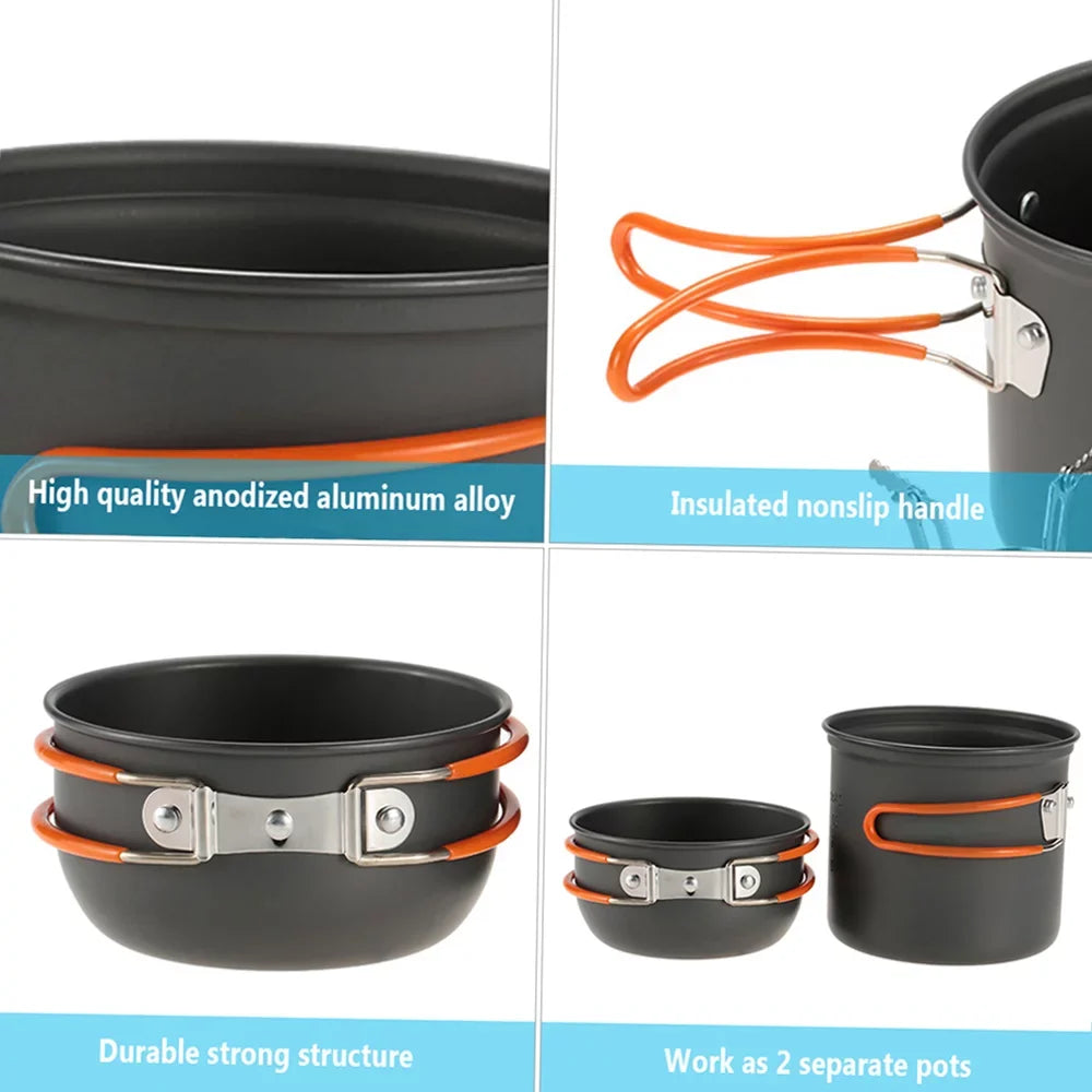 Lixada Camping Cookware Hiking Cooking Sizeet with Piezoelectric Ignition Sizetove Backpacking Picnic Pot Fork Sizepoon