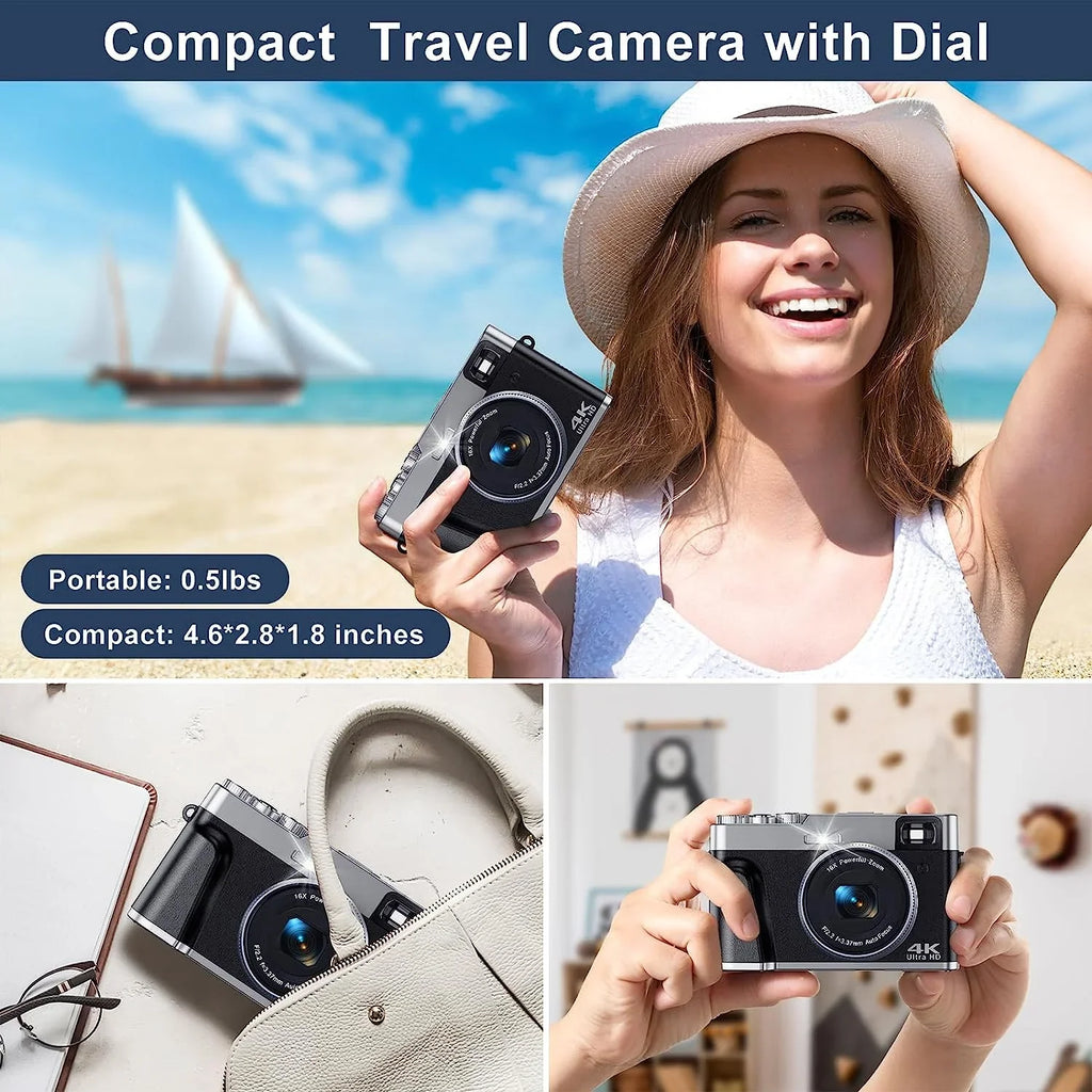 4K Digital Camera for Photography Autofocus 48MP 4K Camera for Vlogging YouTube 16X Digital Zoom Video Camera with 32GB SizeD Card