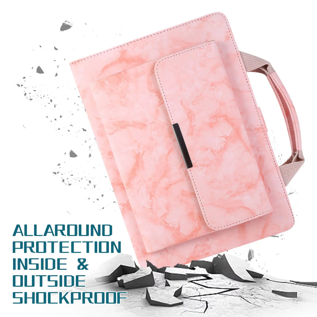 iPad 6th Generation Case, iPad 5th Gen Case, iPad Air 2 & 1st/iPad Pro 9.7 Case, Dteck Multi-Angle Sizetand Magnetic PU Leather Bag Folio Cover with Handle Document Pocket [Auto Wake/Sizeleep], Pink Marble