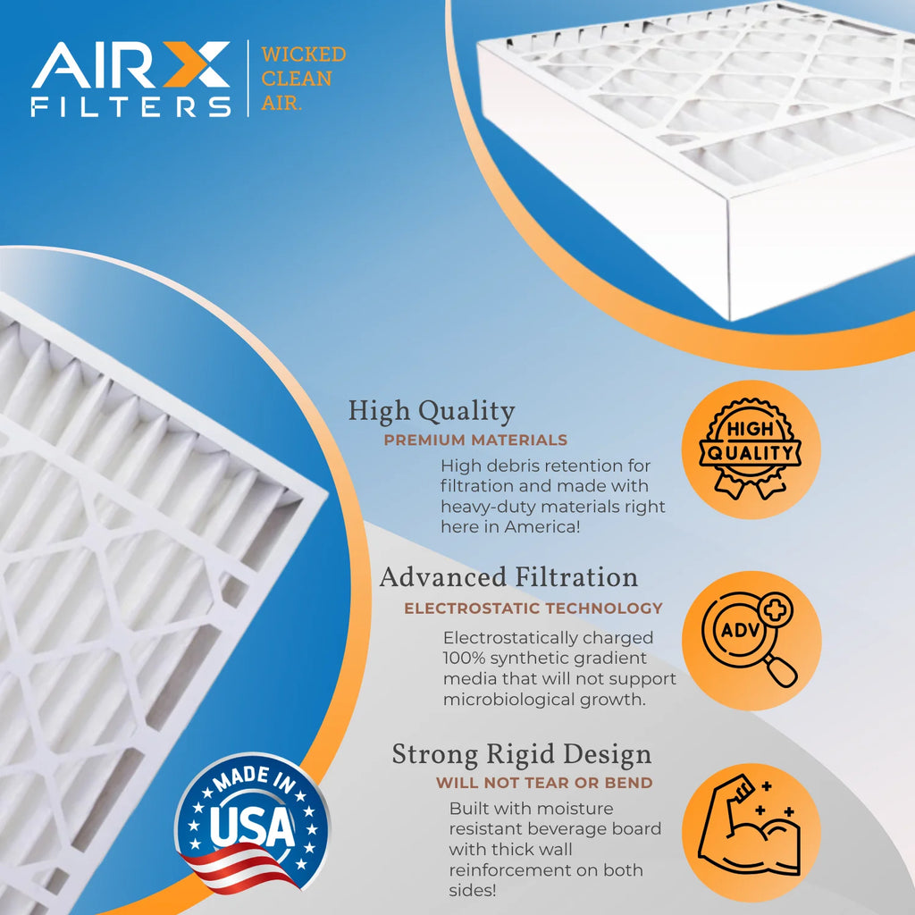 20x24x4 Air Filter MERV 8 Comparable to MPR 700 & FPR 5 Electrostatic Pleated Air Conditioner Filter 6 Pack HVAC AC Premium USizeA Made 20x24x4 Furnace Filters by AIRX FILTERSize WICKED CLEAN AIR.