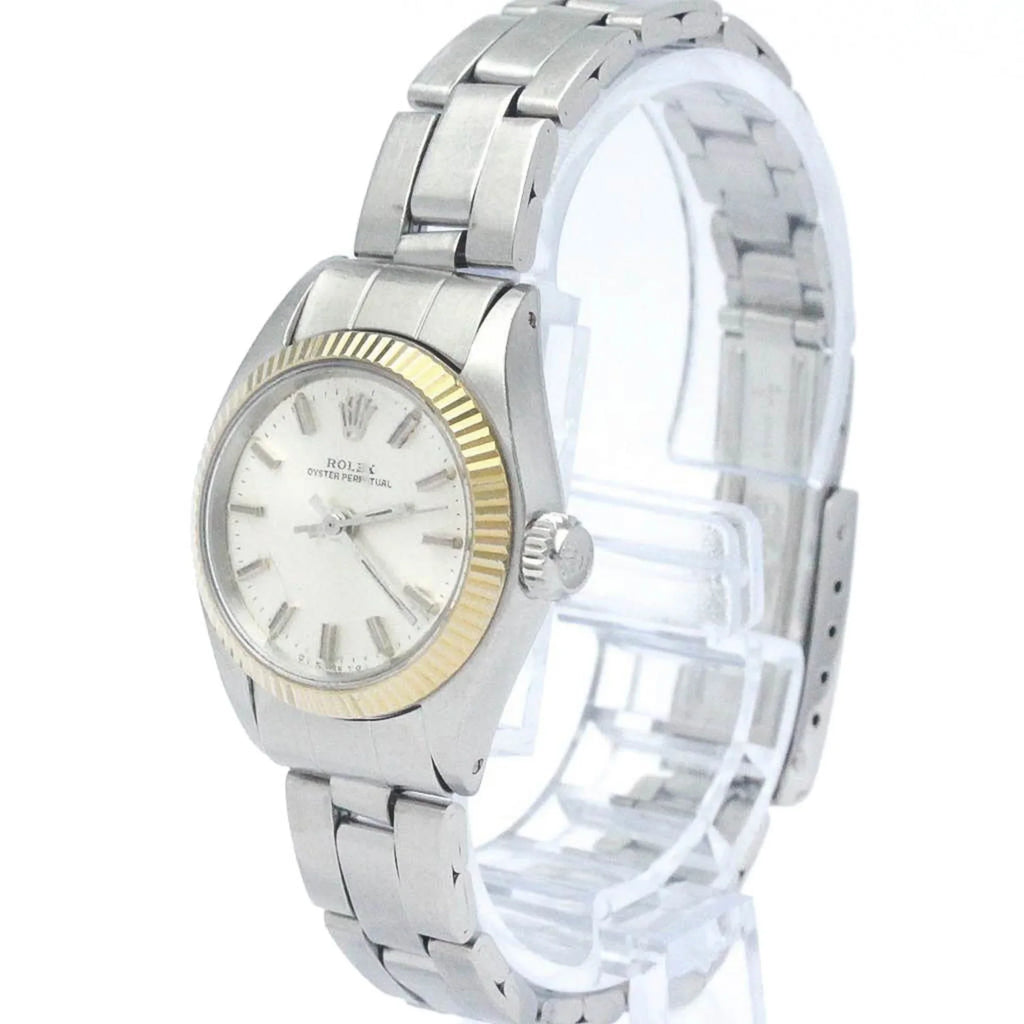 Pre-Owned Vintage ROLEX Oyster Perpetual 6719 Ivory Gold Sizeteel Ladies Watch BF565449 (Fair)