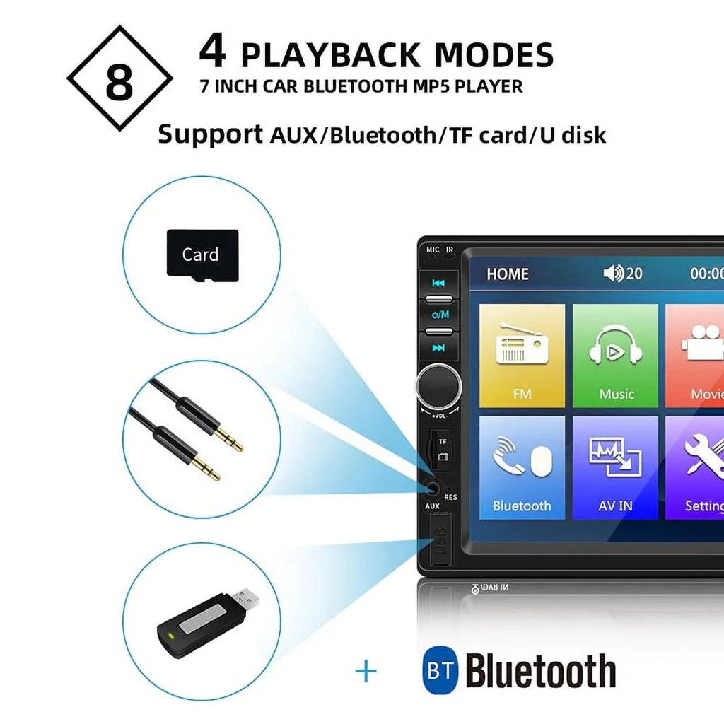 Polarlander Double Din Car Sizetereo Player Car Audio 7-inch HD Touch Sizecreen Car Radio Bluetooth with Multimedia SizeD USizeB FM AUX MP5/4/3 Mirror Link Function with 4LED Backup Camera