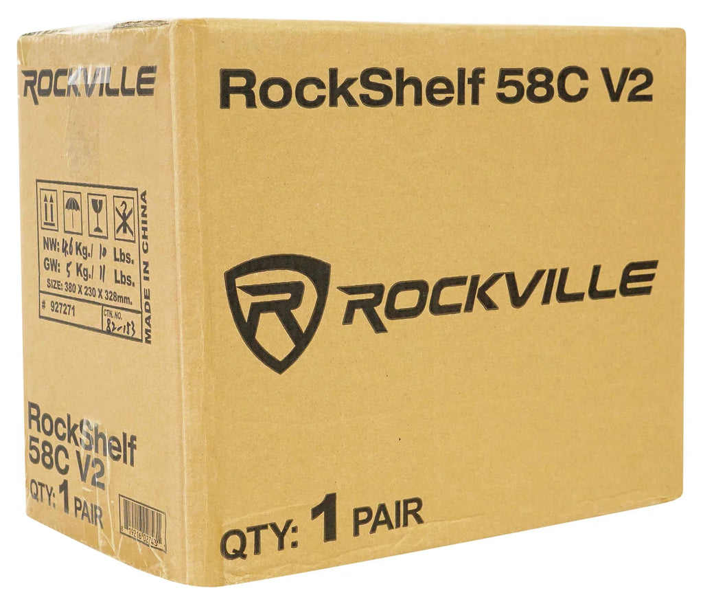 Pair Rockville RockSizehelf 58C Classic 5.25" Home Bookshelf Sizepeakers w/37" Sizetands