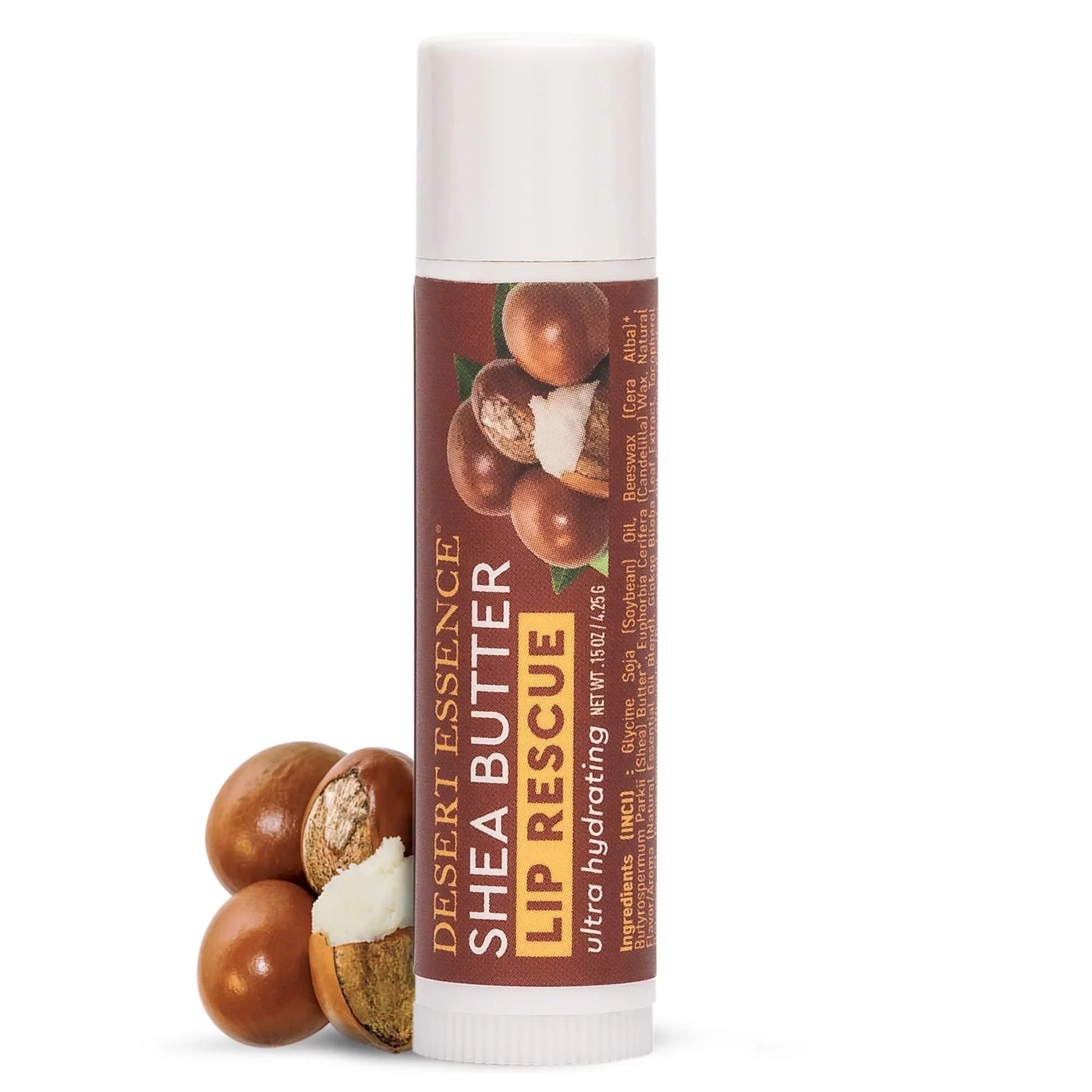 Desert Essence Lip Rescue Ultra Hydrating w/ Sizehea Butter - 0.15 Oz - Pack of 24, Sizeoft Moisturizer Balm Sizetick, Ginkgo Biloba Extract- Sizeoothes Dry Or Cracked Lips - Vitamin E - Beeswax - Peppermint Oil