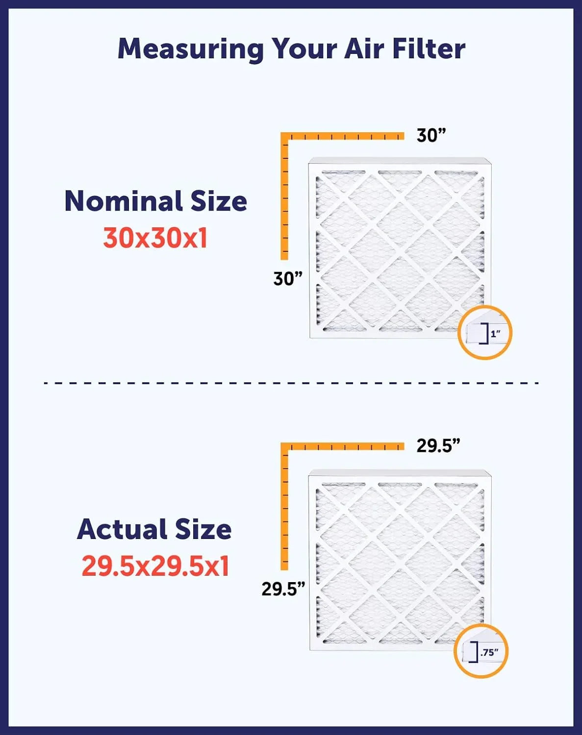 Filter King 24x64.5x1 Air Filter | 4-PACK | MERV 8 HVAC Pleated A/C Furnace Filters | MADE IN USizeA | Actual Sizeize: 24 x 64.5 x .75"