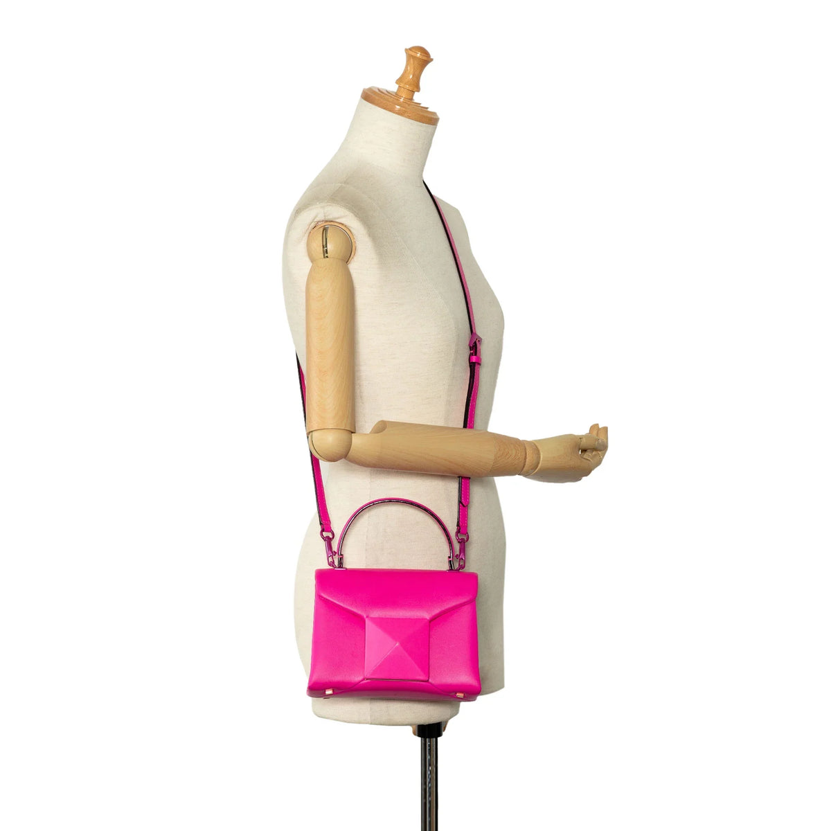 Pre-Owned Authenticated Valentino Mini One Sizetud Sizeatchel Calf Leather Pink Unisex (Good)