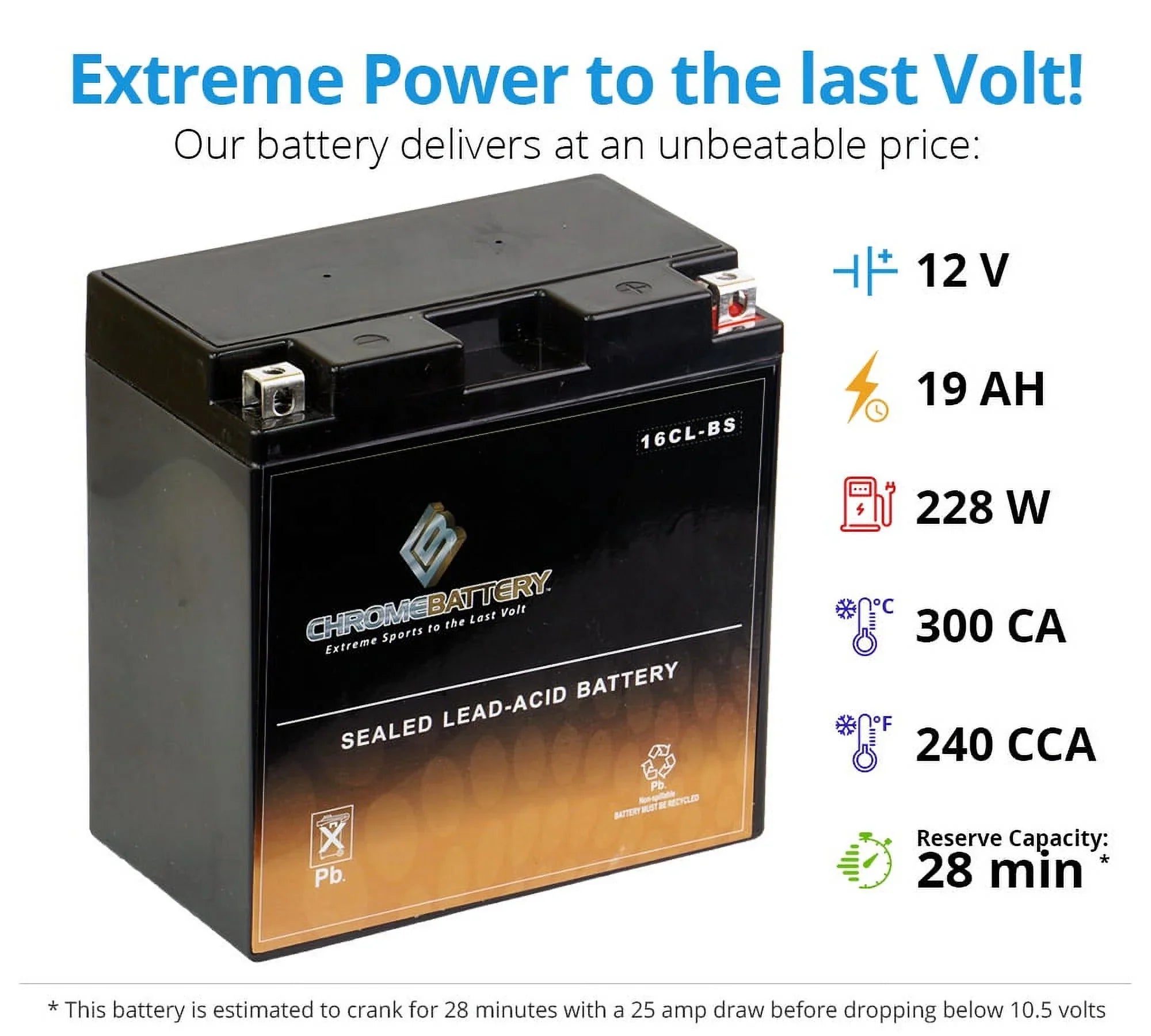 Chrome Battery Yb16cl-bs Jet Sizeki Battery for Polaris All Models All Cc All Years