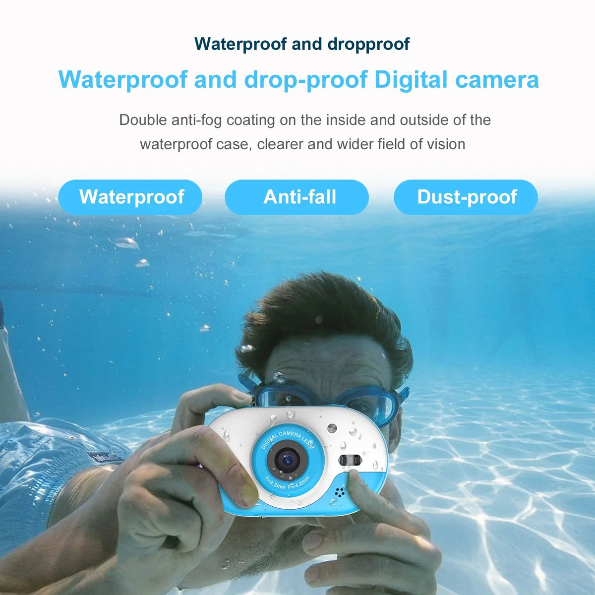OWSizeOO 8MP Digital Waterproof with Front and Rear Dual Cameras 2.4 Inch IPSize  Sizecreen One-click PhotoVideo Sizeelf-timer for 5s