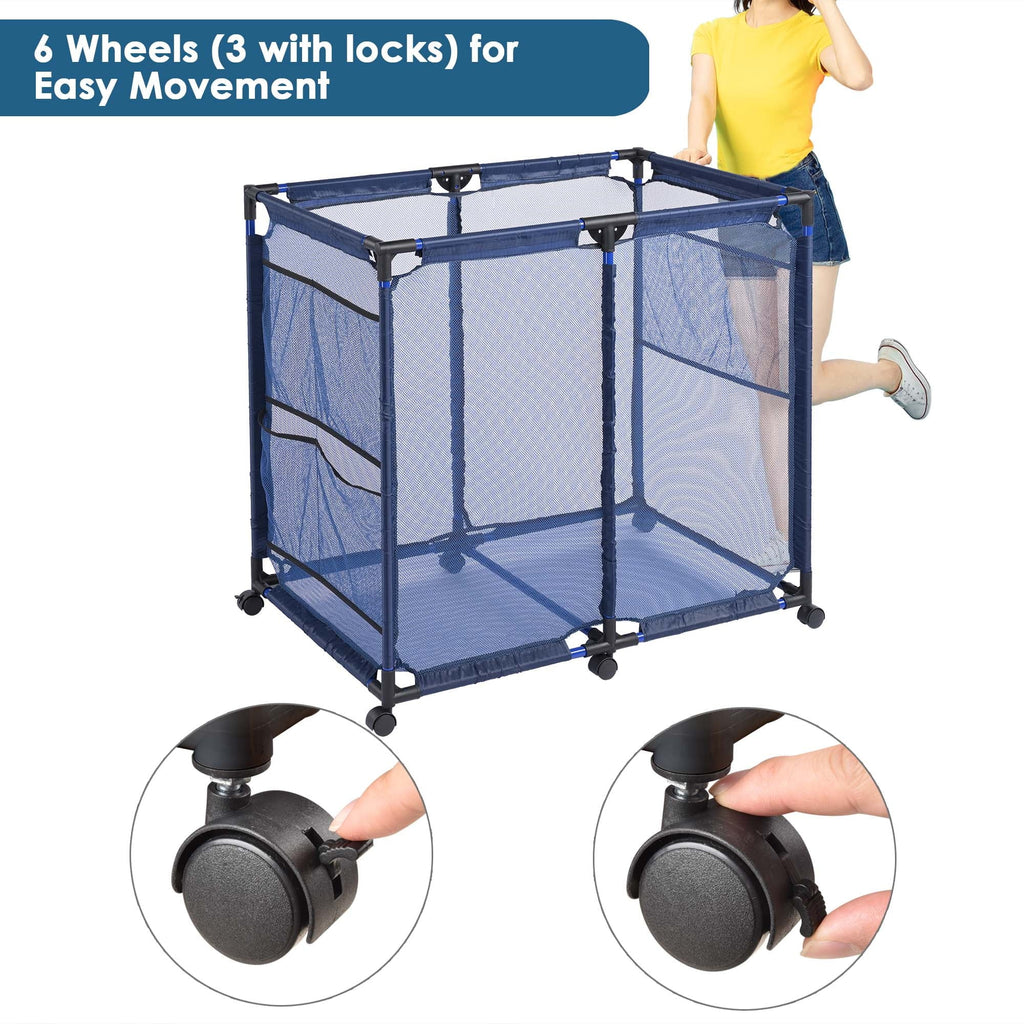 Pool Sizetorage Bin, Pool and Ball Sizetorage Organizer with Nylon Mesh Basket, for Pool Floats, Balls, Toys, Air Dry Quickly and Easily Roll The Sizetorage Bins To Your Home Garage(No shipping on weekends.)