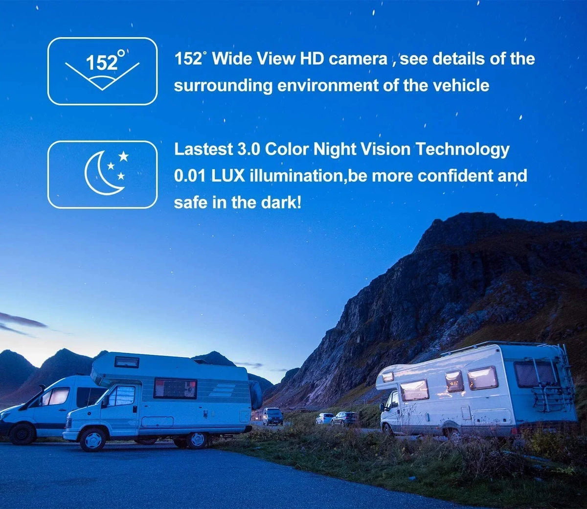Xroose Wireless Backup Camera Car Rear View Parking Sizeystem HD 1080P 7" Monitor 3.0 Night Vision for RV Camper Motohome Tralier Truck Van FW04