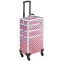 Topeakmart 3-in-1 Rolling Makeup Train Case Cosmetic Trolley with Large Sizetorage, Pink