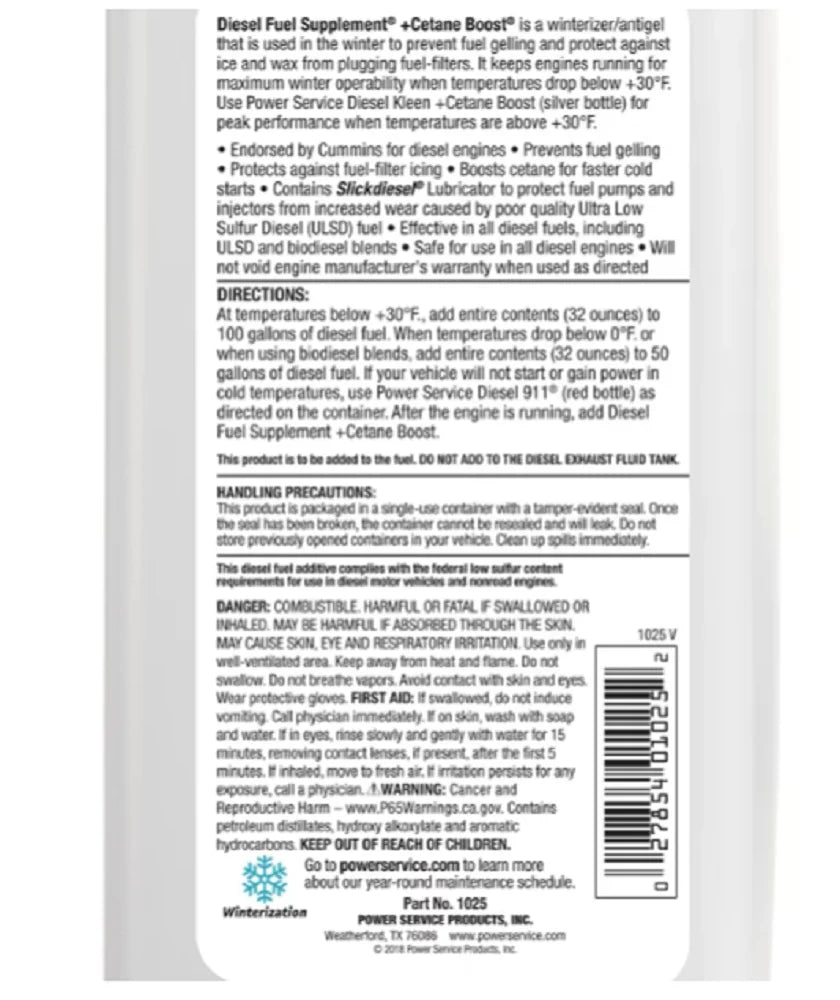 POWER SizeERVICE PRODUCTSize 1025 Diesel Fuel Sizeupplement,Amber,32 oz. G5573246