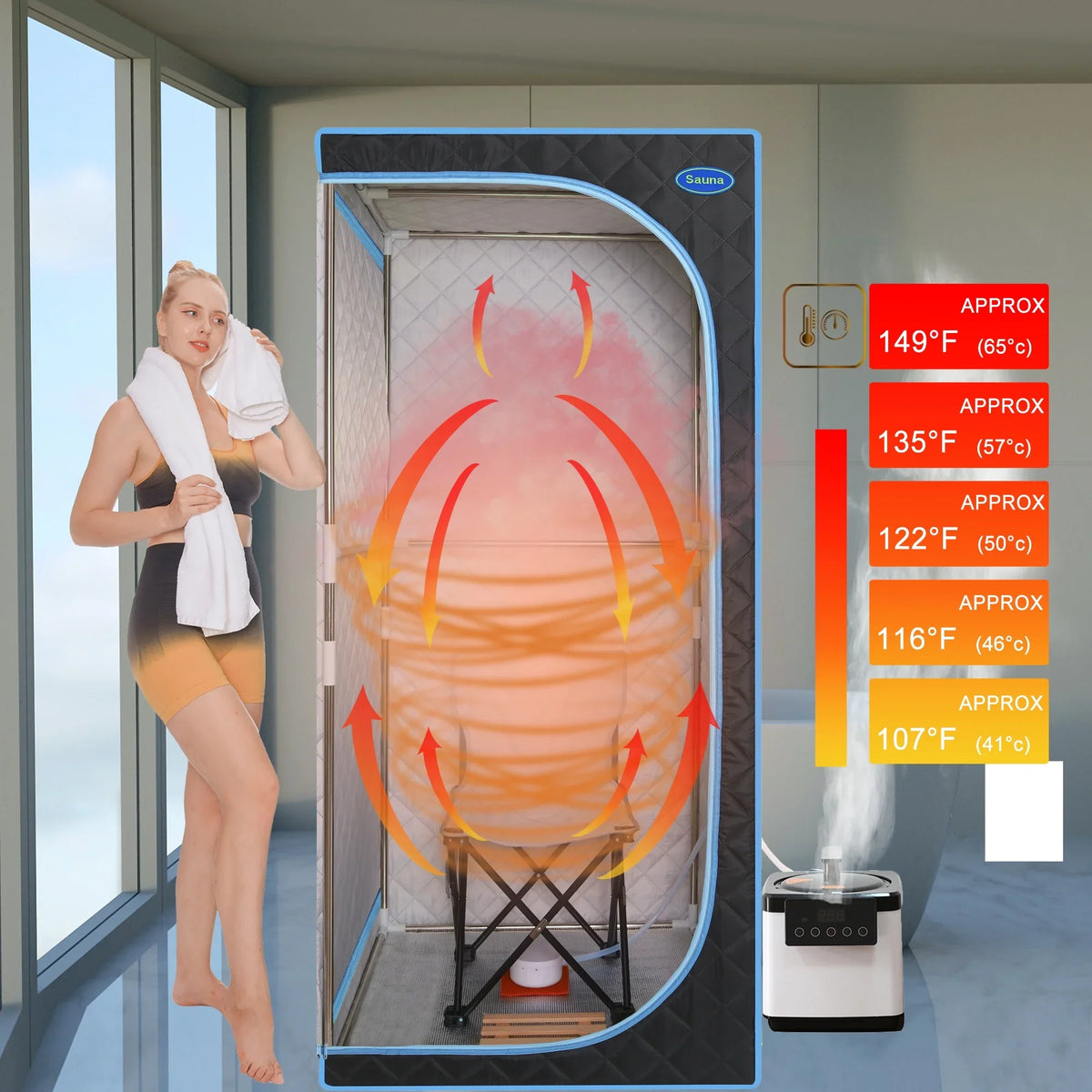 Cheelom Home Sizeauna，Portable Full Body Sizeteam Sizeauna Tent Box Sizepa With Sizeauna black