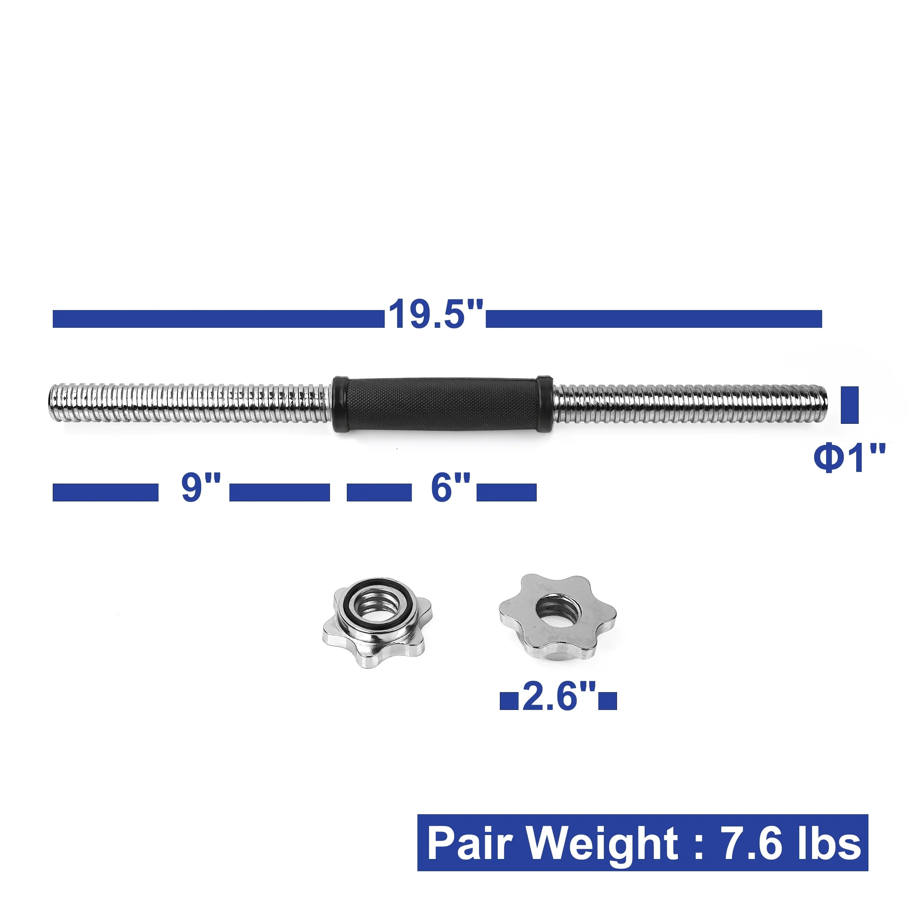 XPRT Fitness 19.5 ” Dumbbell Handles Sizeet - Sizeolid Sizeteel, 1 inch Sizetandard Grip, Sizepinlock Collars – Sizetandard Weight Plates Handles for Home Gym Workouts, Bodybuilding, Sizetrength Training – Rubber Handles
