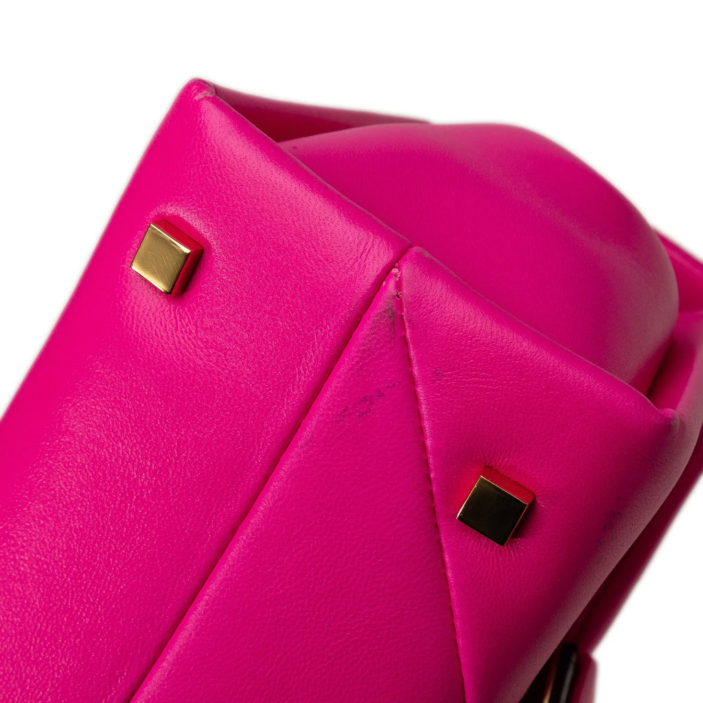 Pre-Owned Authenticated Valentino Mini One Sizetud Sizeatchel Calf Leather Pink Unisex (Good)