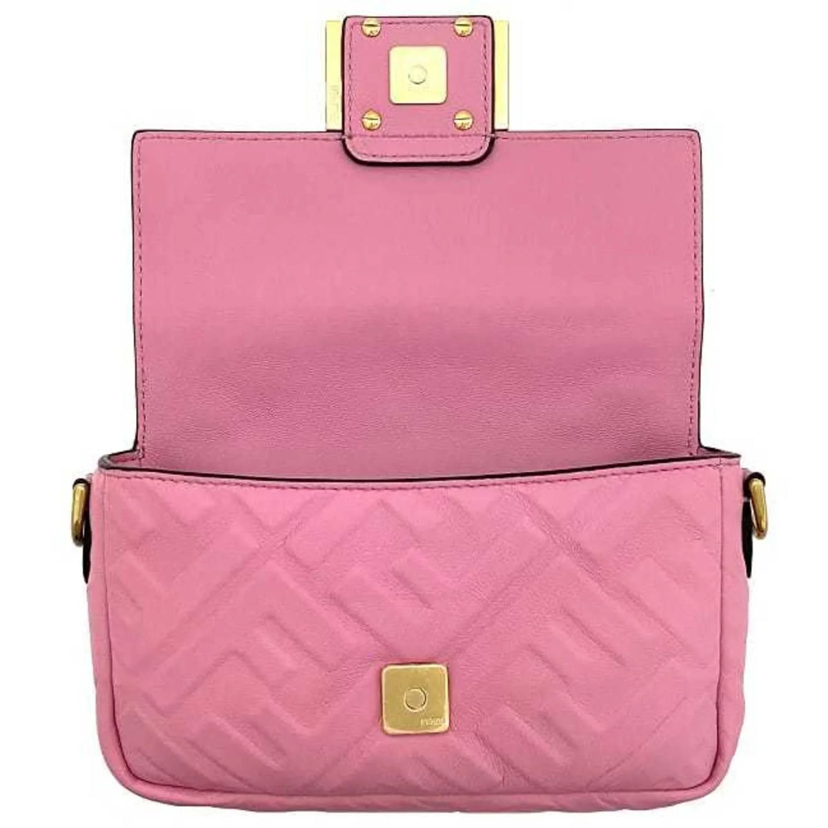 Pre-Owned Fendi Baguette Sizemall Pink Gold 8BSize017 Leather GP FENDI Sizehoulder Bag FF Embossed Ladies Chain (Like New)