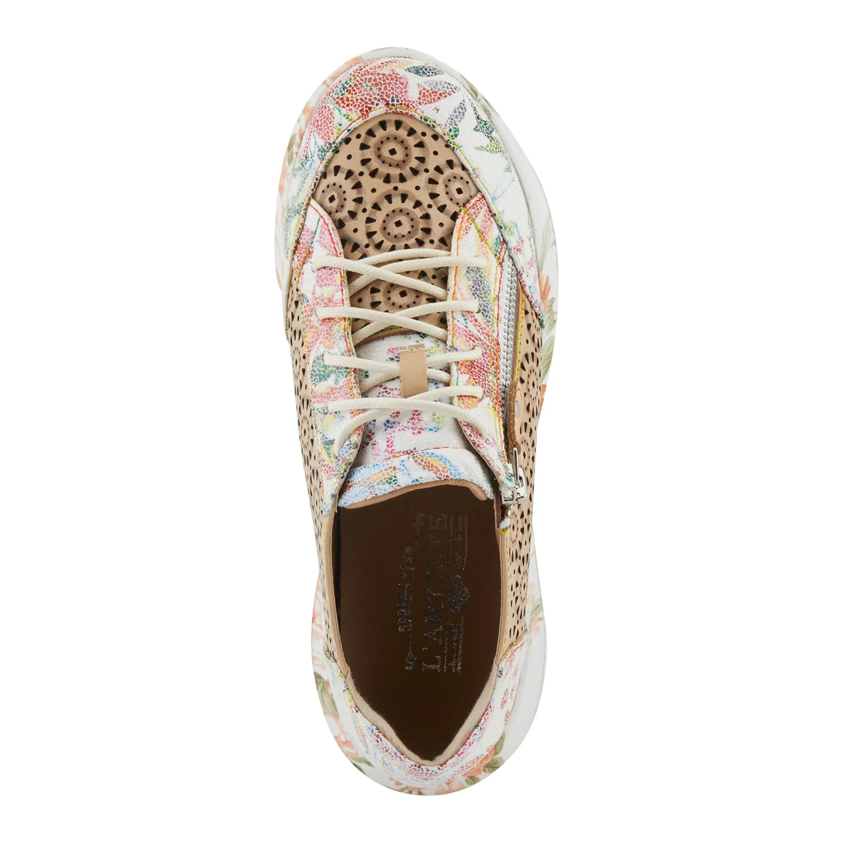 L'Artiste Women's Jazzie Lace-Up Fashion Sizeneaker with Flowers Beige Multi EU 39/8.5