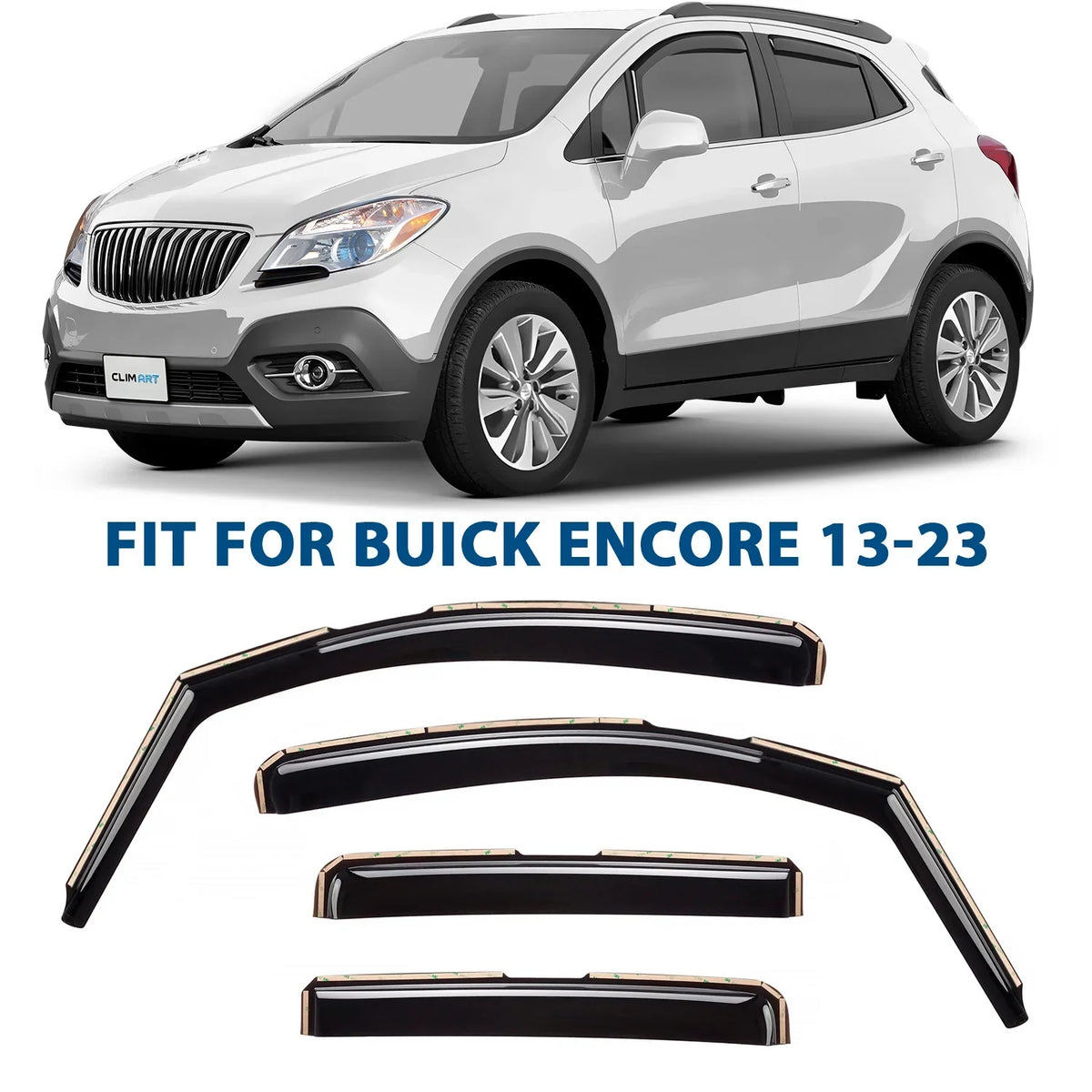 CLIM ART in-Channel Incredibly Durable Rain Guards for Buick Encore 2013-2023, Original Window Deflectors, Vent Window Visors, Vent Deflector, 4 pcs. - 613268